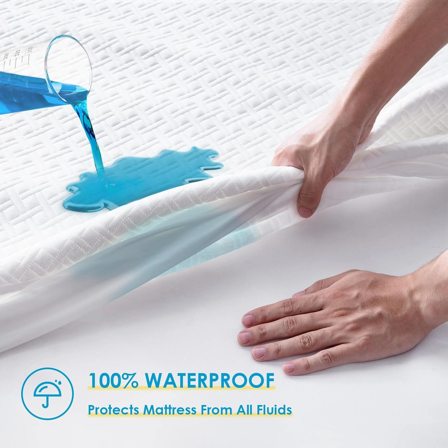 Cozymaker Queen Size 100% Waterproof Mattress Protector, Cooling Mattress Cover Fitted 8-21" Deep Pocket, 3D Air Fabric Soft Breathable Bed Mattress Pad Cover Noiseless Washable