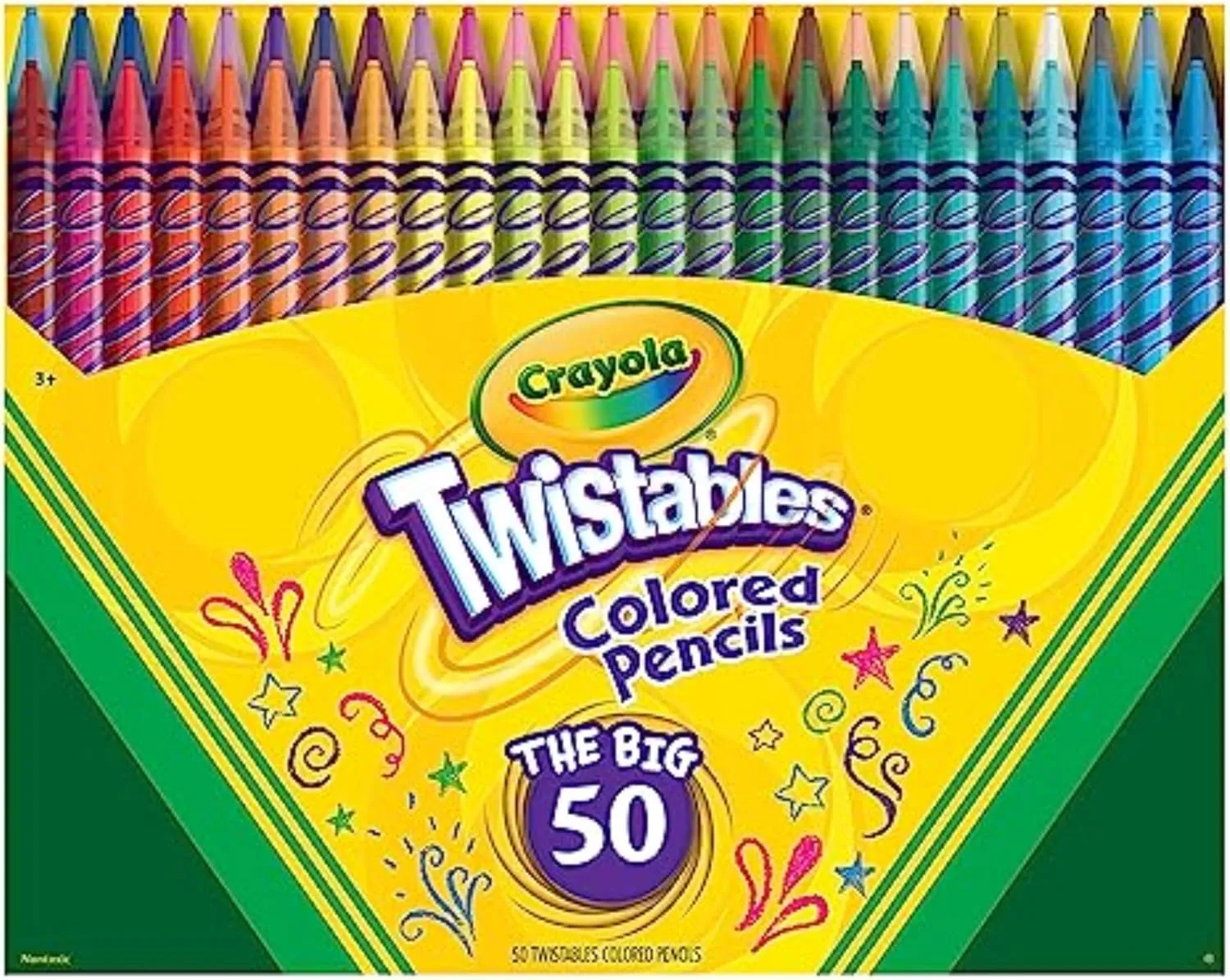 Crayola Twistables Colored Pencil Set (50ct), Kids Easter Basket Essentials & Stuffers, No Sharpen Colored Pencils For Kids, Coloring Book Pencils, 4 