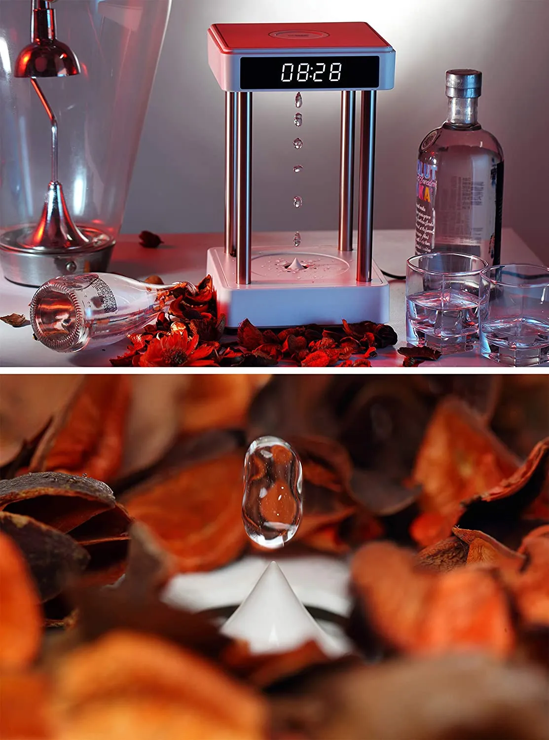 Creative Anti Gravity Levitating Water Drops Time Lamp
