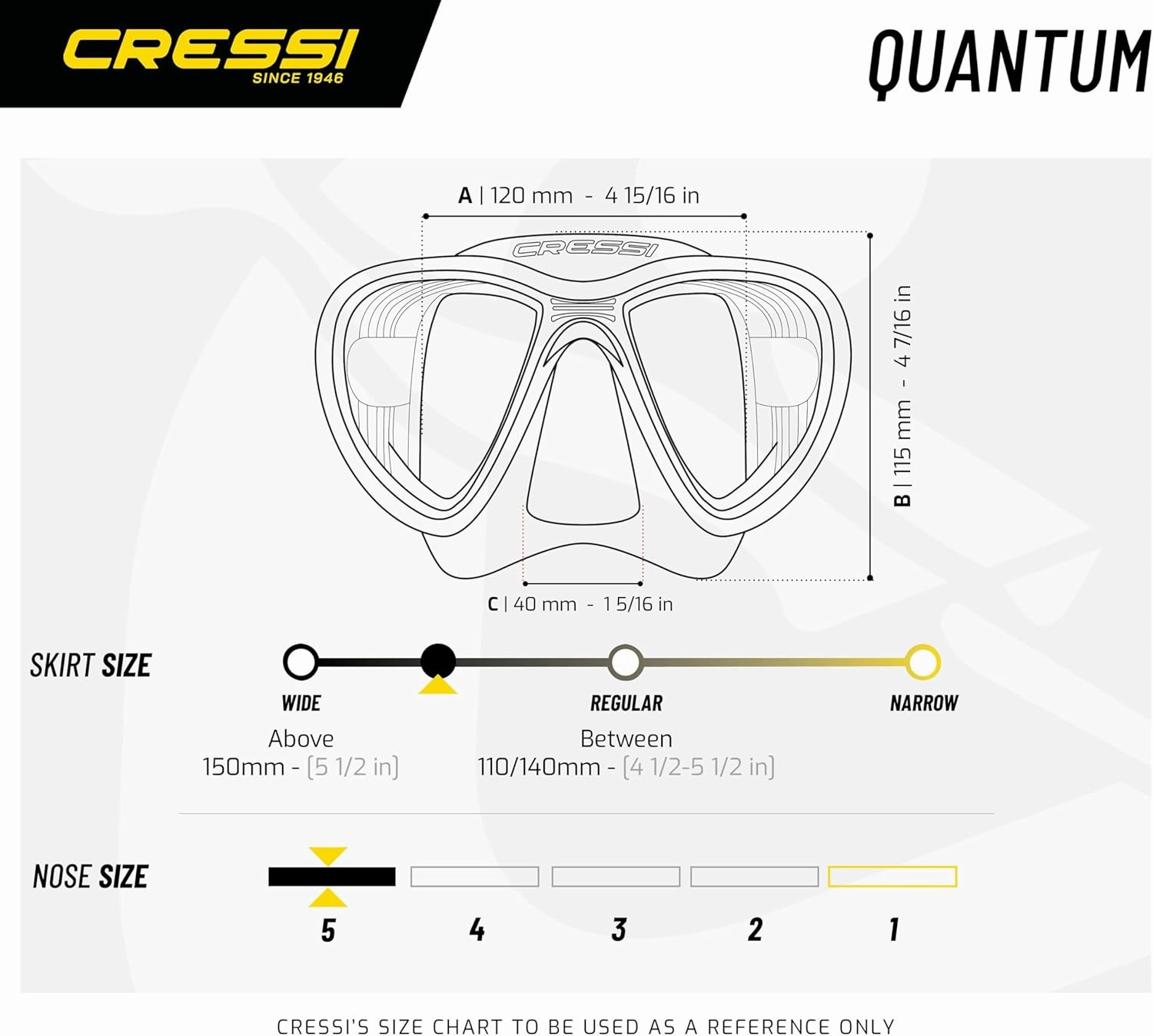 Cressi Adult Dive Mask with Advanced Fog System and Improved Downward Visibility - Quantum: Made in Italy
