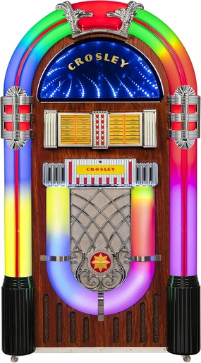 Crosley CR1215A-WA Full Size Digital Bluetooth Jukebox with CD, AM/FM Radio and Color Changing LED Lights, Walnut
