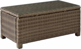 Crosley Furniture Bradenton All Weather Rattan Wicker Outdoor Coffee Table for Patio, Deck, Porch, Brown