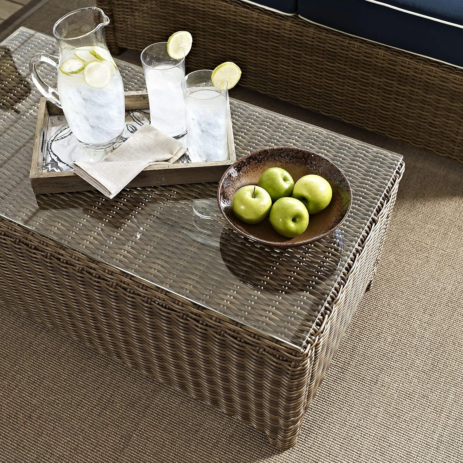 Crosley Furniture Bradenton All Weather Rattan Wicker Outdoor Coffee Table for Patio, Deck, Porch, Brown