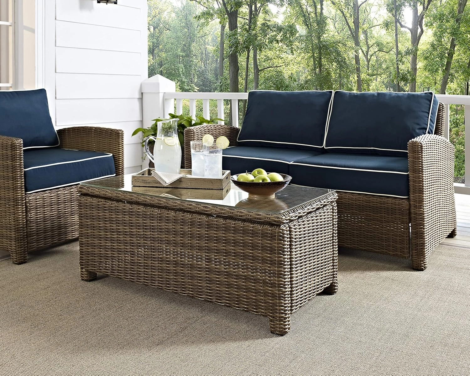 Crosley Furniture Bradenton All Weather Rattan Wicker Outdoor Coffee Table for Patio, Deck, Porch, Brown