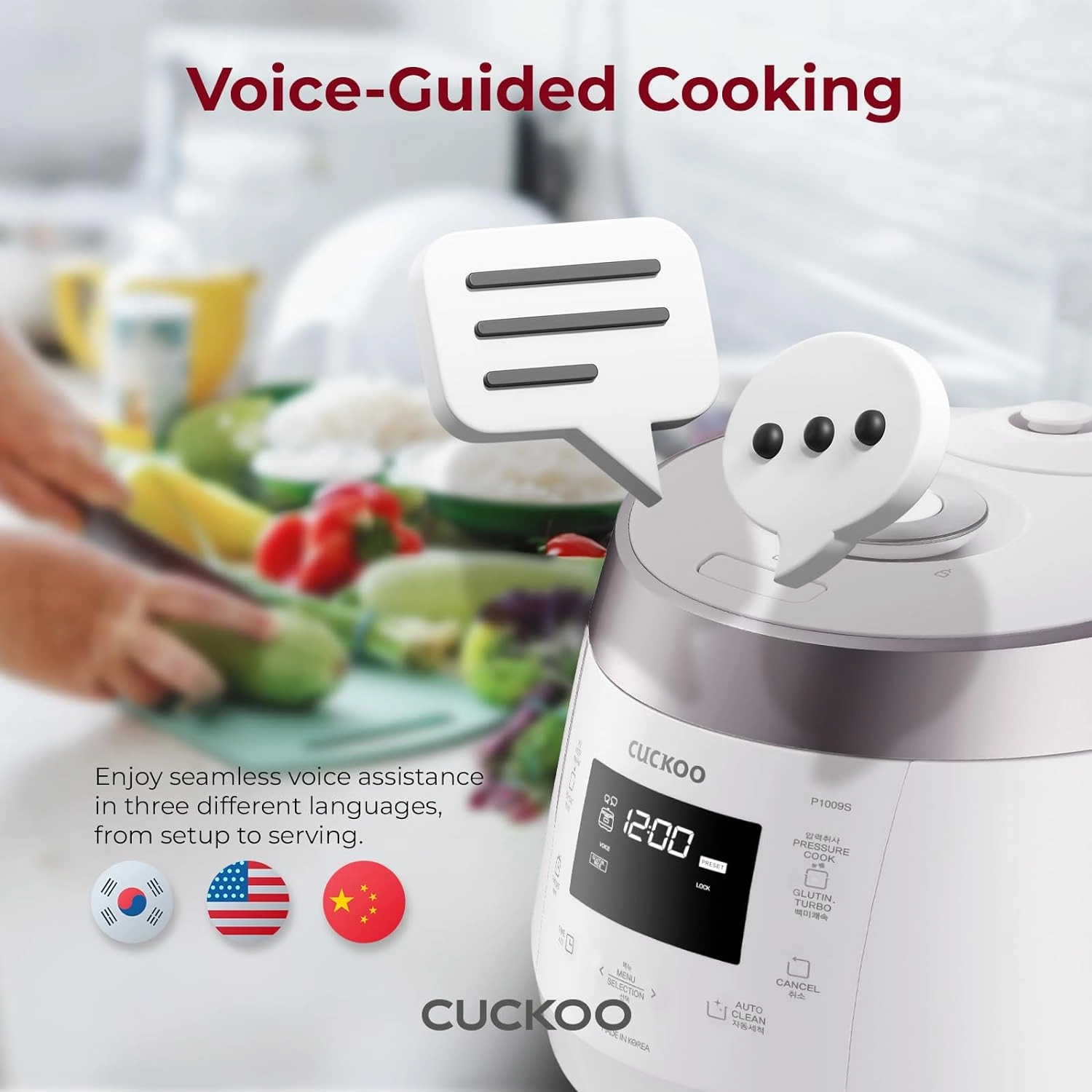 Cuckoo Heating Pressure Cooker & Warmer – 12 built-in programs, Glutinous (white), Mixed, Brown, GABA rice, and more, 10 cups