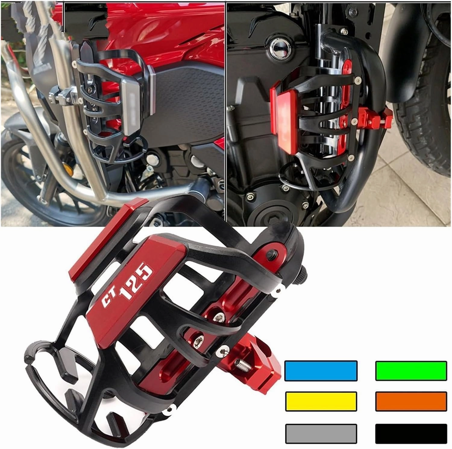 Cup Holder Motorcycle CNC Beverage Water Bottle Drink Cup Holder for H CT125 CT 125 Hunter Cub 2020 2021 2022(Black)