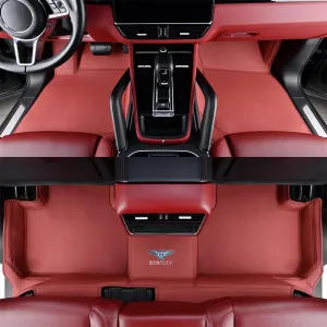 Custom Car Floor Mats for Bentley Bentayga V8/Speed/Hybrid/Diesel 2016-2024 Full Covered Car Floor Liners Non-Slip Carpets All Weather Protection Liners Mats Pads,Bordeaux Red