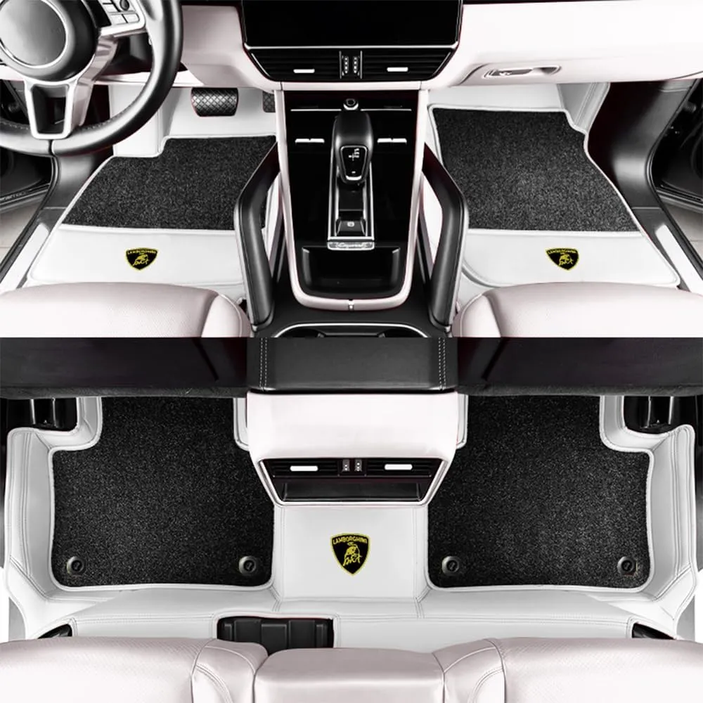 Custom Car Floor Mats for Lamborghini Gallardo LP 570-4 Blancpain LP570-4 2011 Anti-Slip Car Mats Full Coverage Protection Floor Liners All-Weather Waterproof Carpets Pads,White