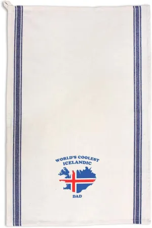 Custom Decor Kitchen Towels Worlds Coolest Icelandic Dad Countries Countries World's Coolest Cleaning Supplies Dish Towels Blue Stripe Design Only