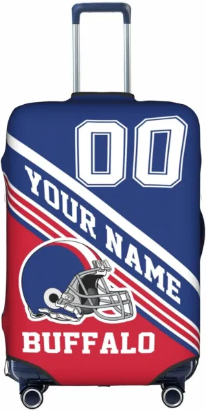 Custom Luggage Cover, Personalized Buffalo Suitcase Cover for Vacation Travel, Design Your Name and Number Washable Elastic Luggage Protector Gifts for Men Women Fans