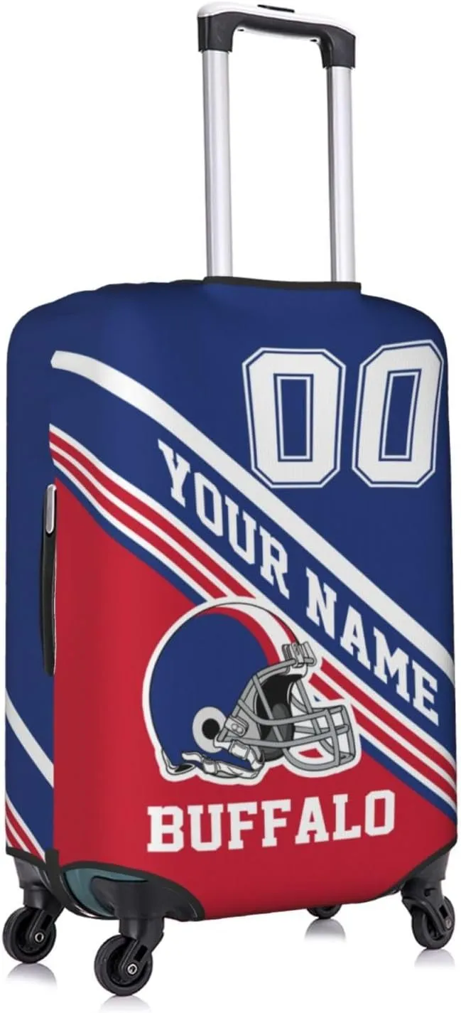 Custom Luggage Cover, Personalized Buffalo Suitcase Cover for Vacation Travel, Design Your Name and Number Washable Elastic Luggage Protector Gifts for Men Women Fans