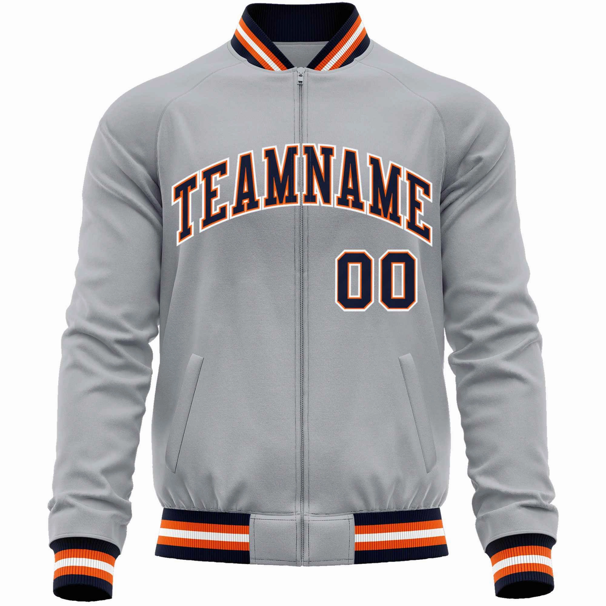 Custom Classic Style Letterman Jackets Personalized Stitched Letters & Number Full-Zip Baseball Jacket