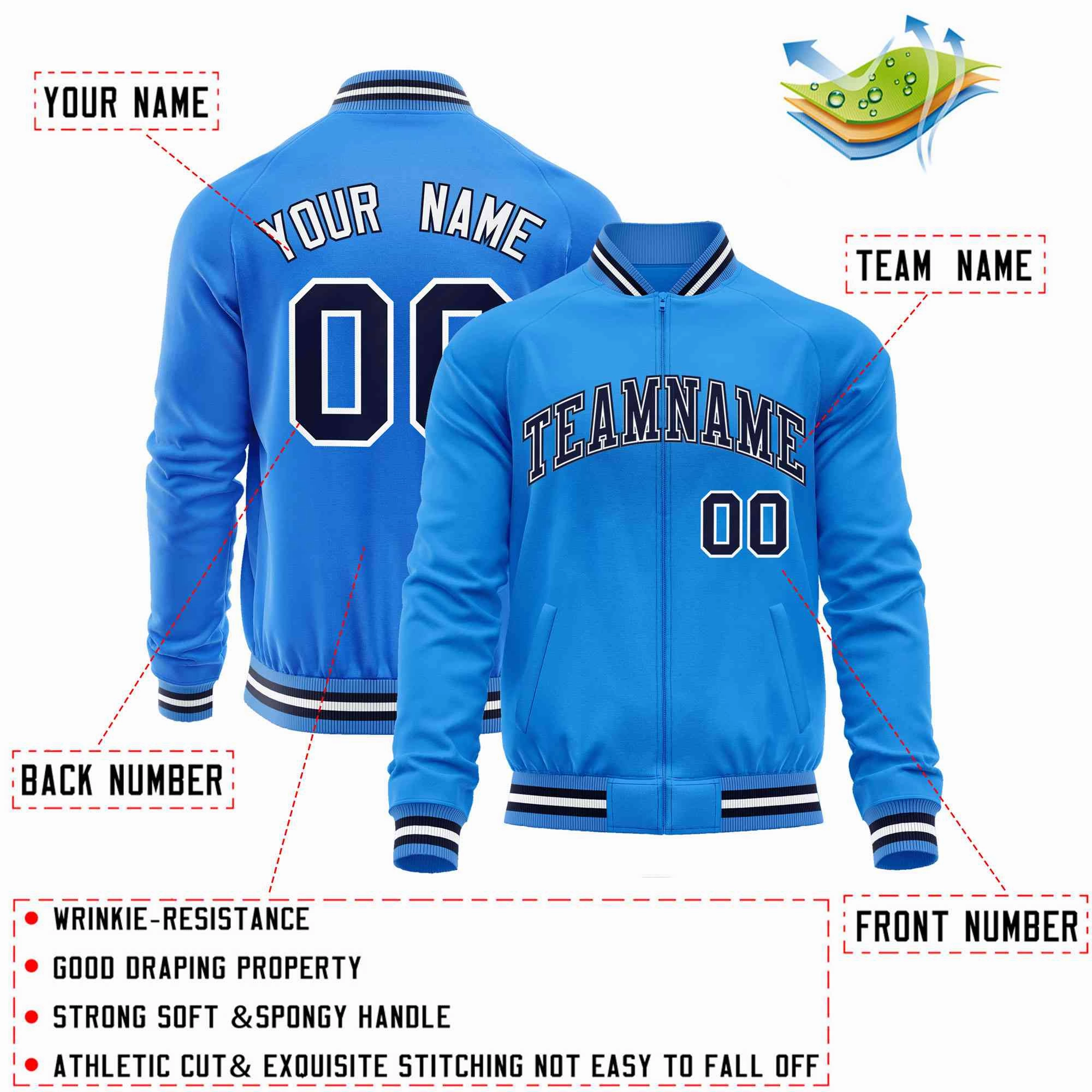 Custom Classic Style Letterman Jackets Personalized Stitched Letters & Number Full-Zip Baseball Jacket