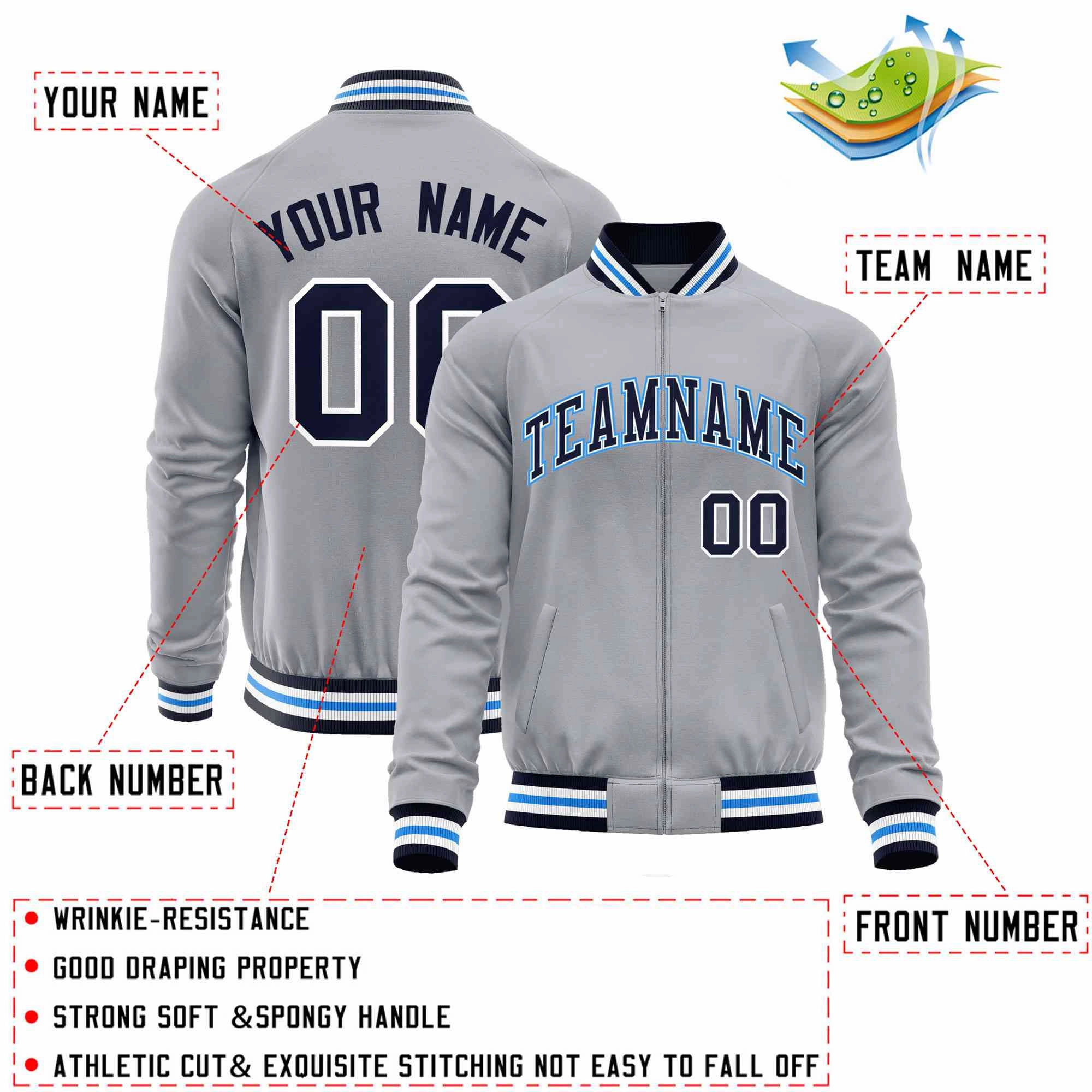 Custom Classic Style Letterman Jackets Personalized Stitched Letters & Number Full-Zip Baseball Jacket
