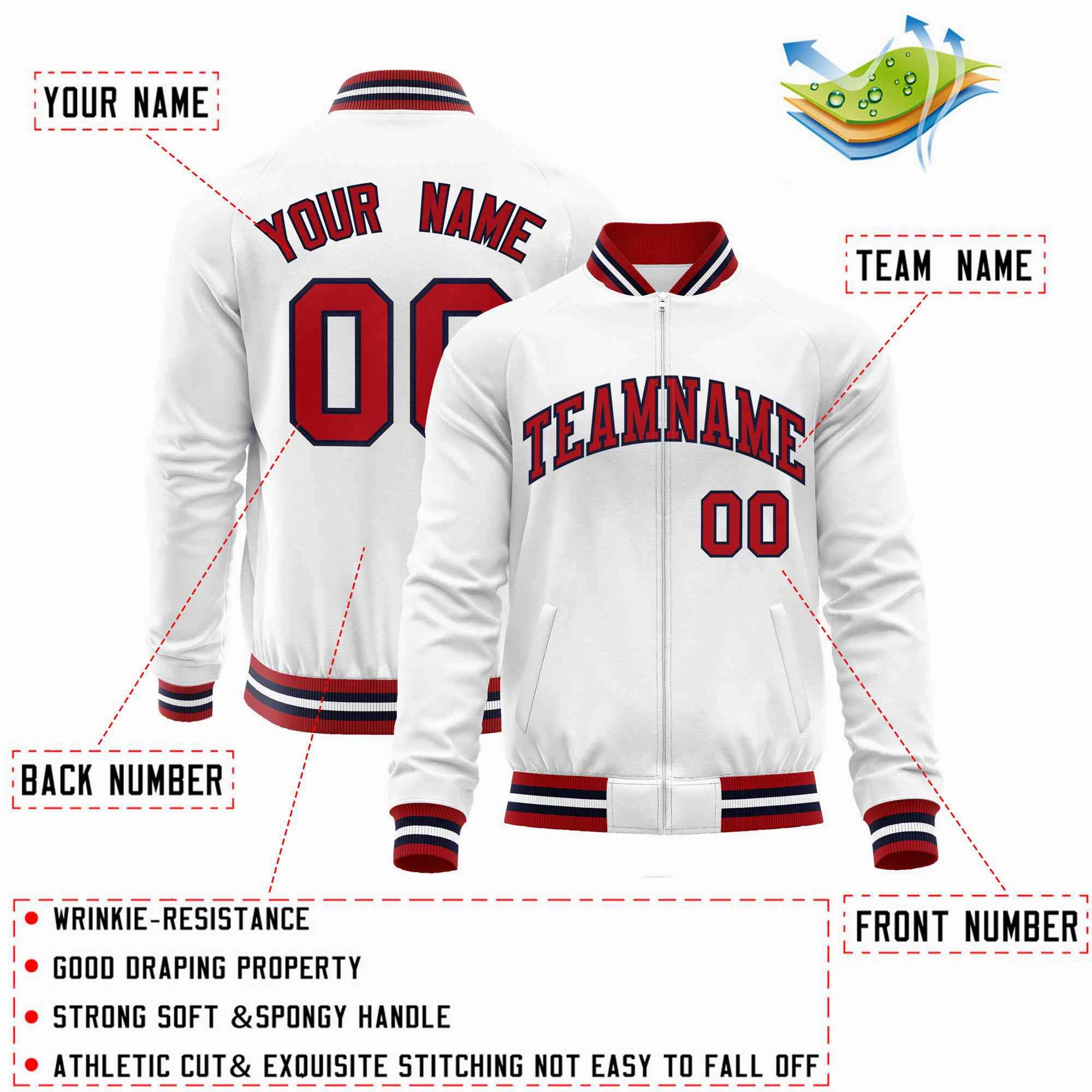 Custom Classic Style Letterman Jackets Personalized Stitched Letters & Number Full-Zip Baseball Jacket