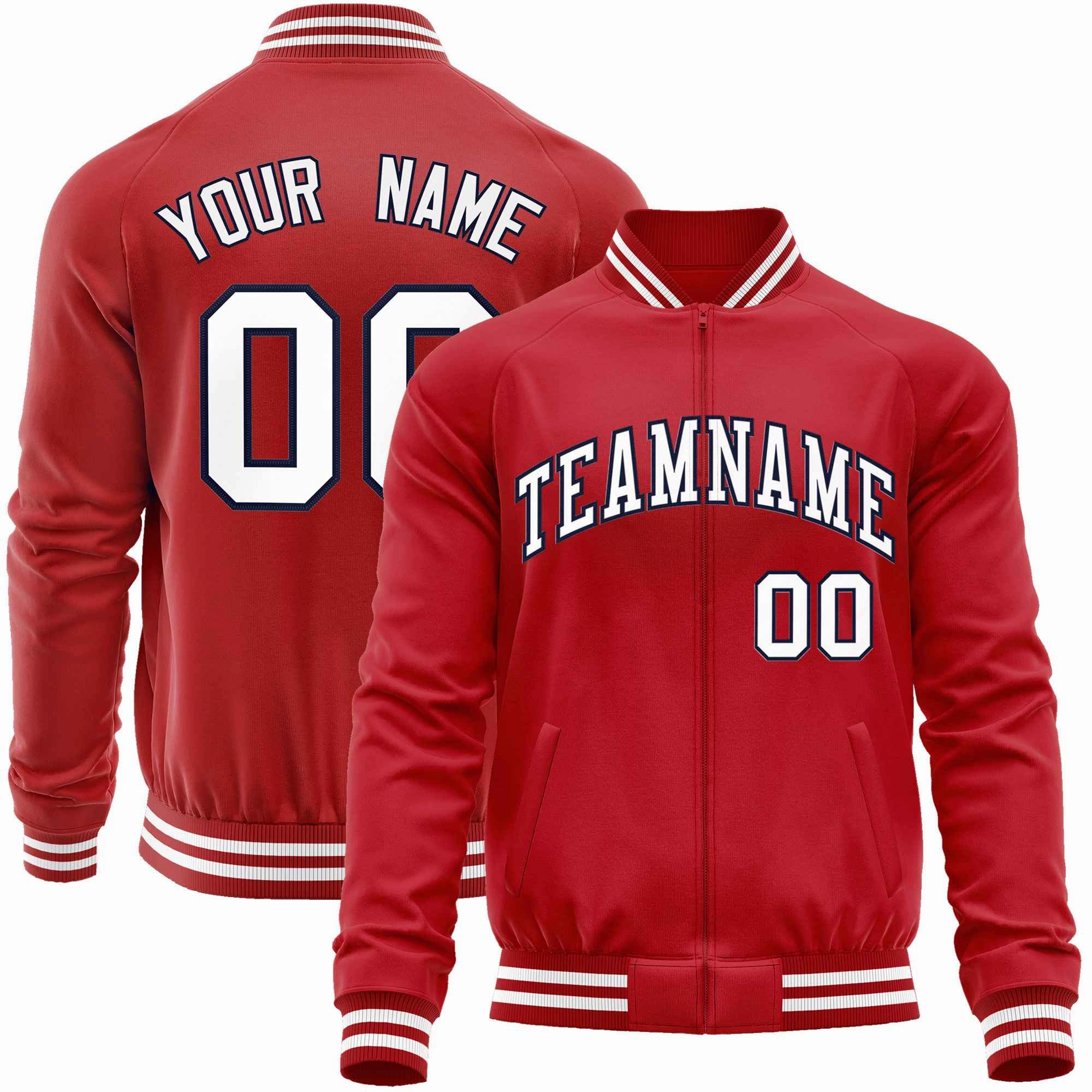 Custom Classic Style Letterman Jackets Personalized Stitched Letters & Number Full-Zip Baseball Jacket