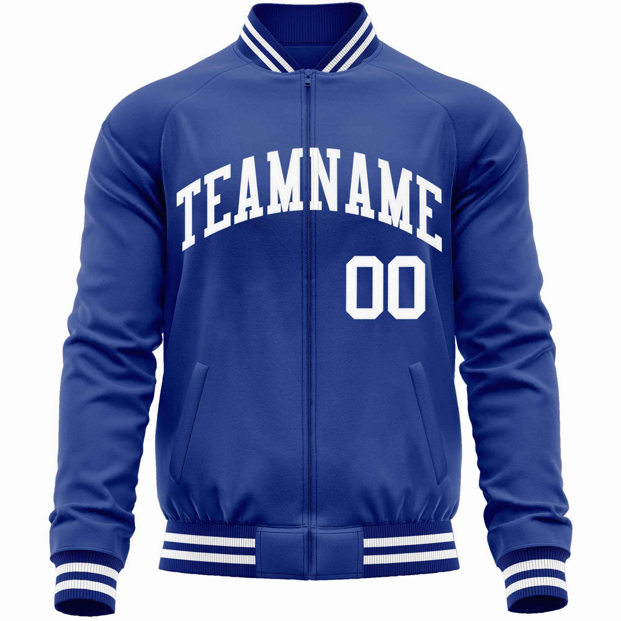 Custom Classic Style Letterman Jackets Personalized Stitched Letters & Number Full-Zip Baseball Jacket