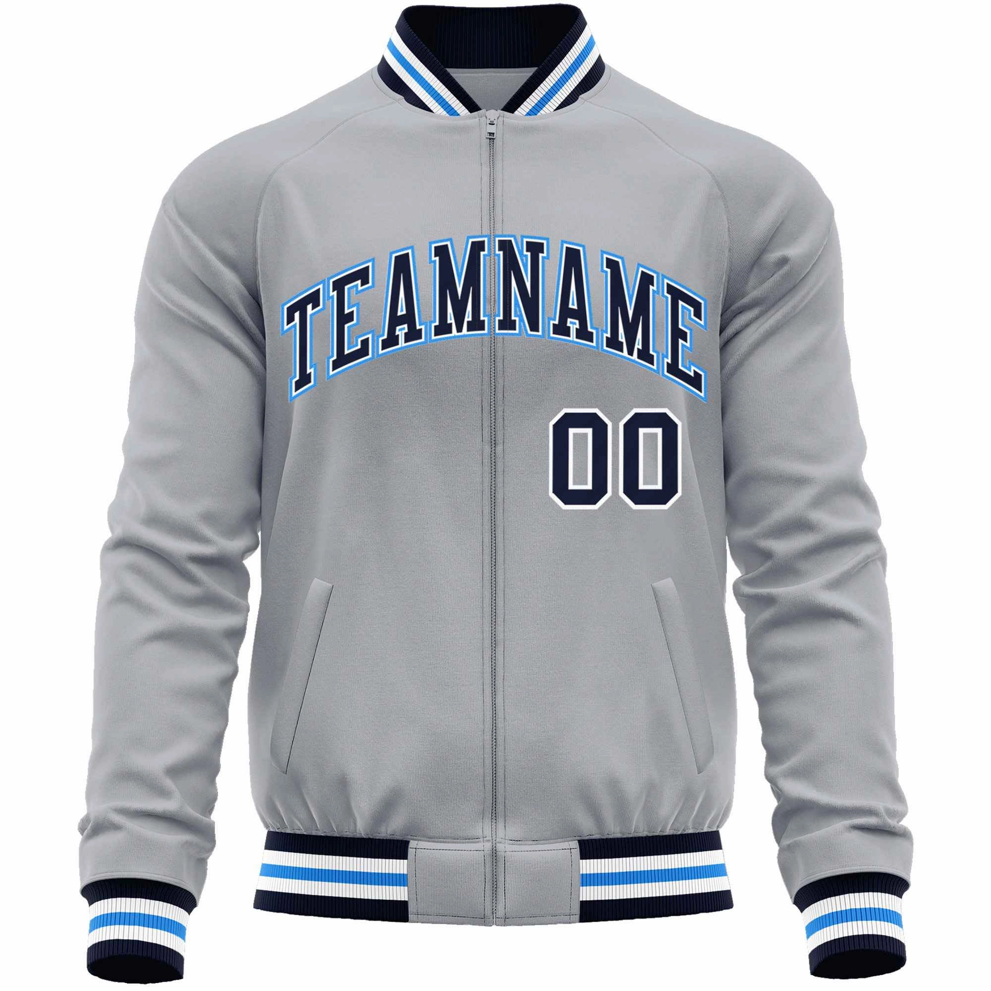 Custom Classic Style Letterman Jackets Personalized Stitched Letters & Number Full-Zip Baseball Jacket