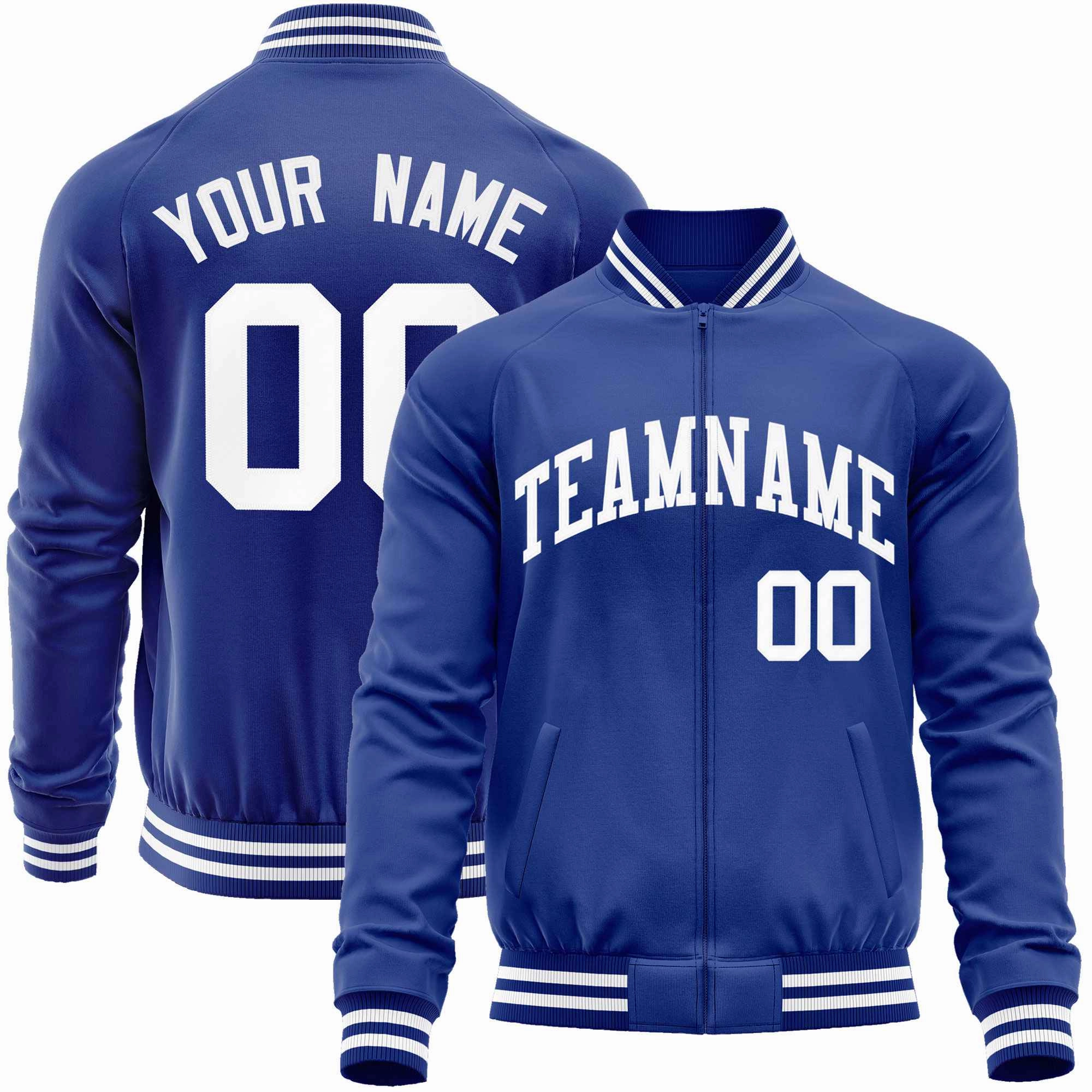 Custom Classic Style Letterman Jackets Personalized Stitched Letters & Number Full-Zip Baseball Jacket
