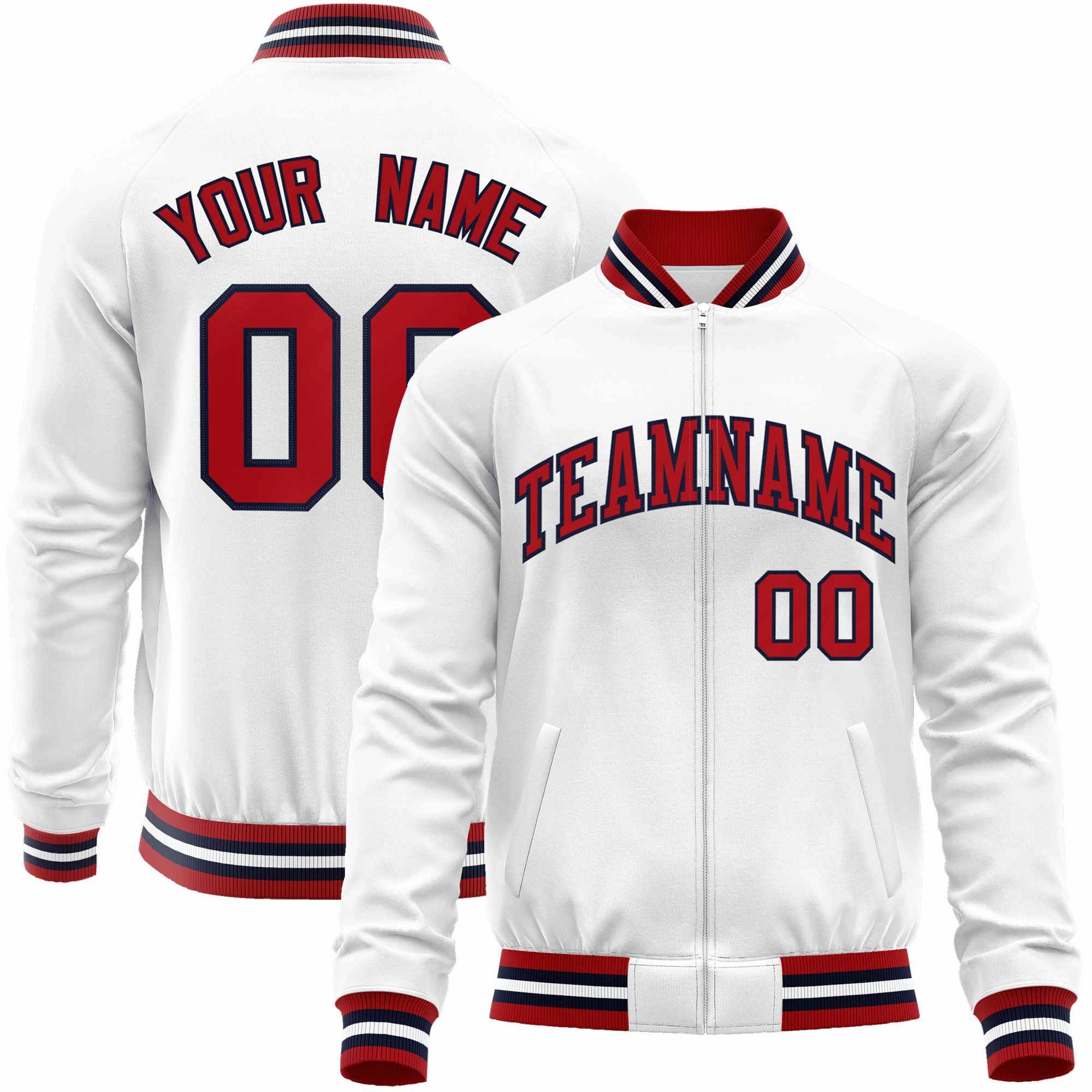 Custom Classic Style Letterman Jackets Personalized Stitched Letters & Number Full-Zip Baseball Jacket