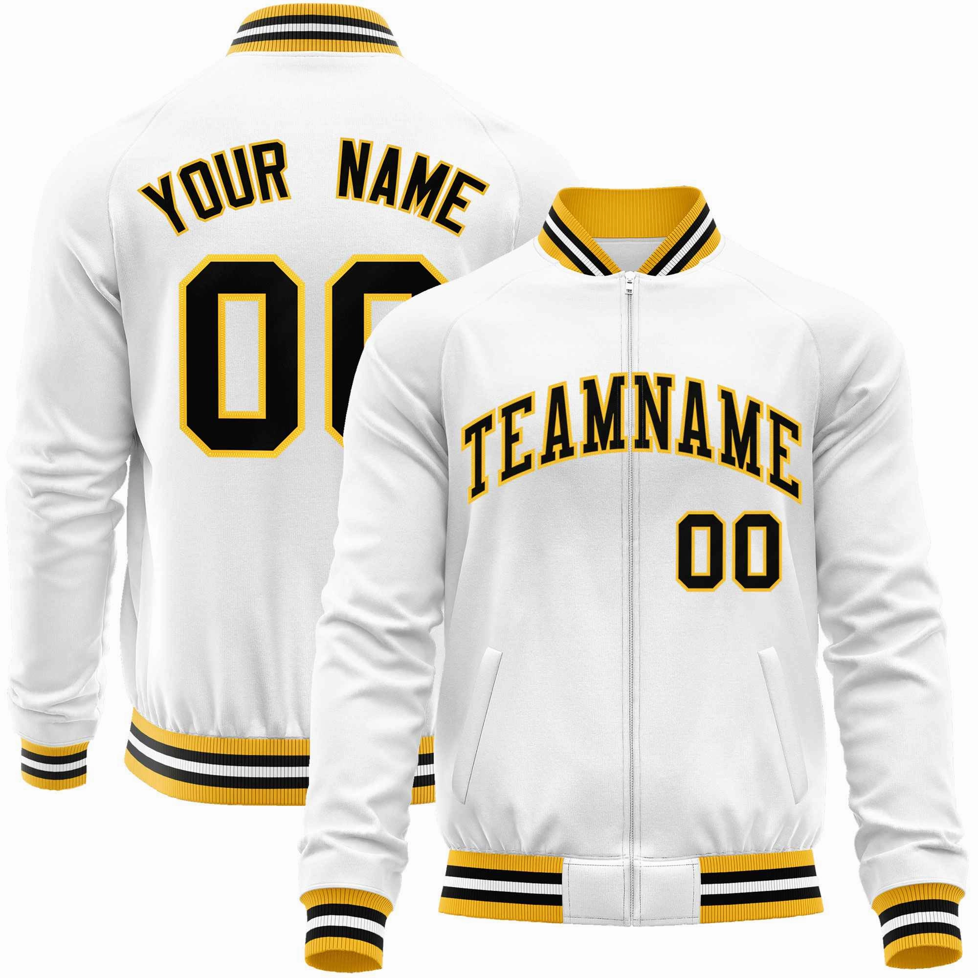 Custom Classic Style Letterman Jackets Personalized Stitched Letters & Number Full-Zip Baseball Jacket