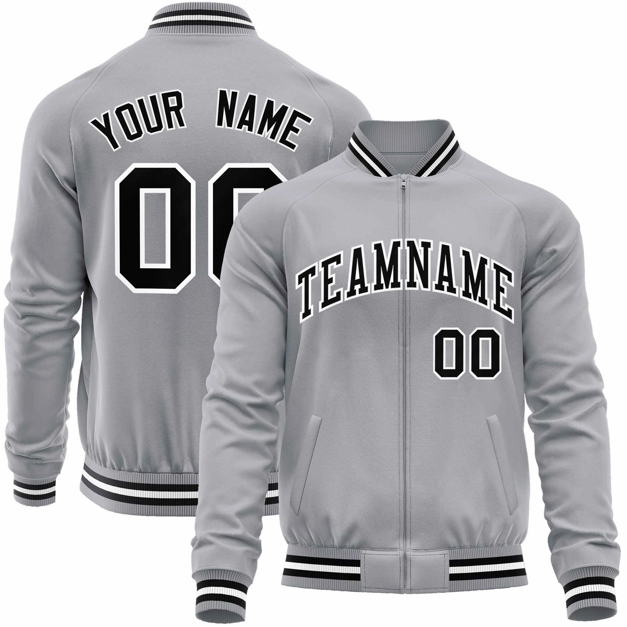 Custom Classic Style Letterman Jackets Personalized Stitched Letters & Number Full-Zip Baseball Jacket
