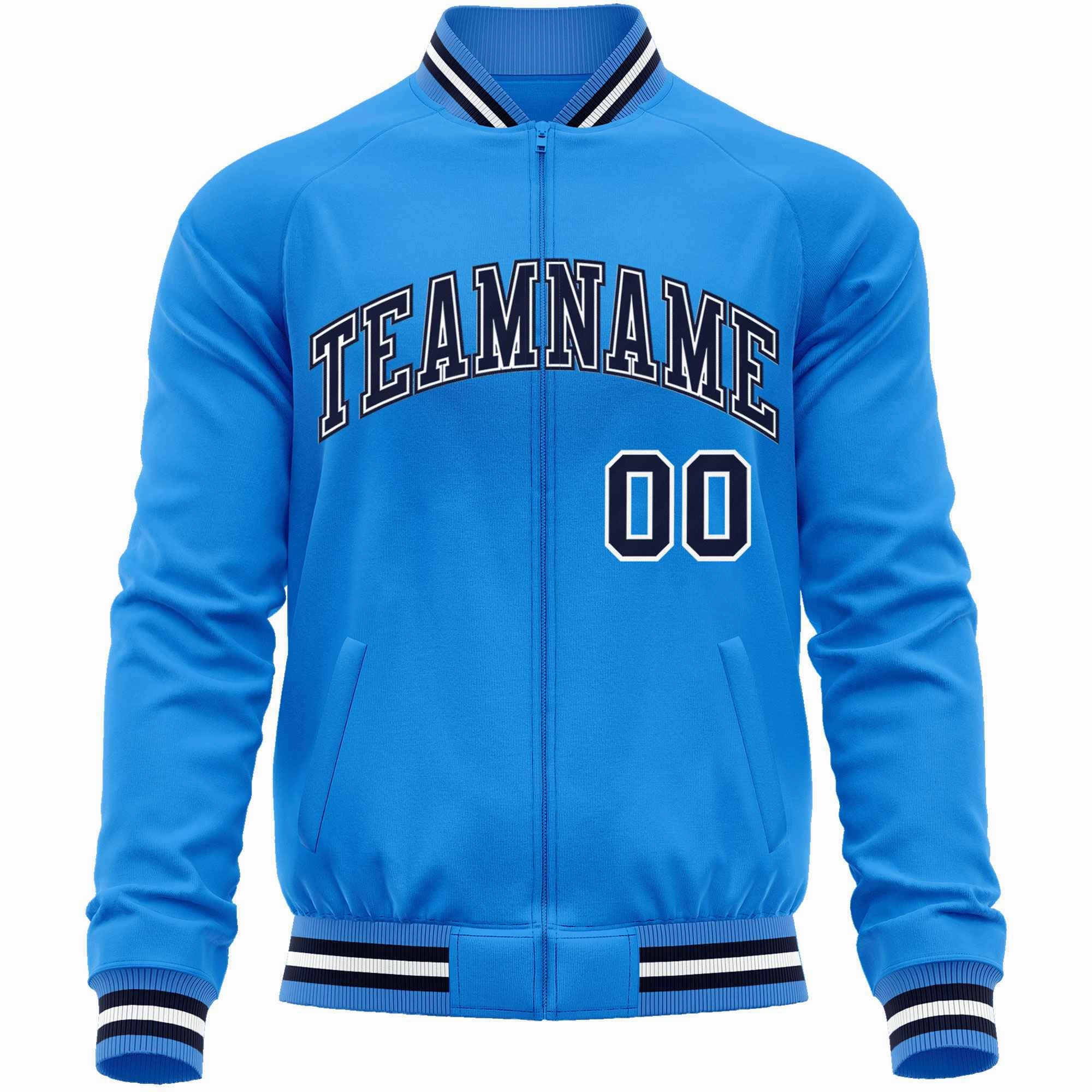Custom Classic Style Letterman Jackets Personalized Stitched Letters & Number Full-Zip Baseball Jacket