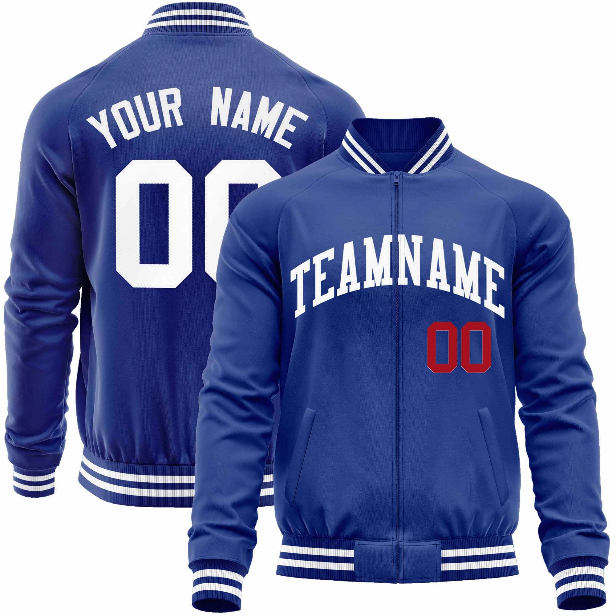 Custom Classic Style Letterman Jackets Personalized Stitched Letters & Number Full-Zip Baseball Jacket