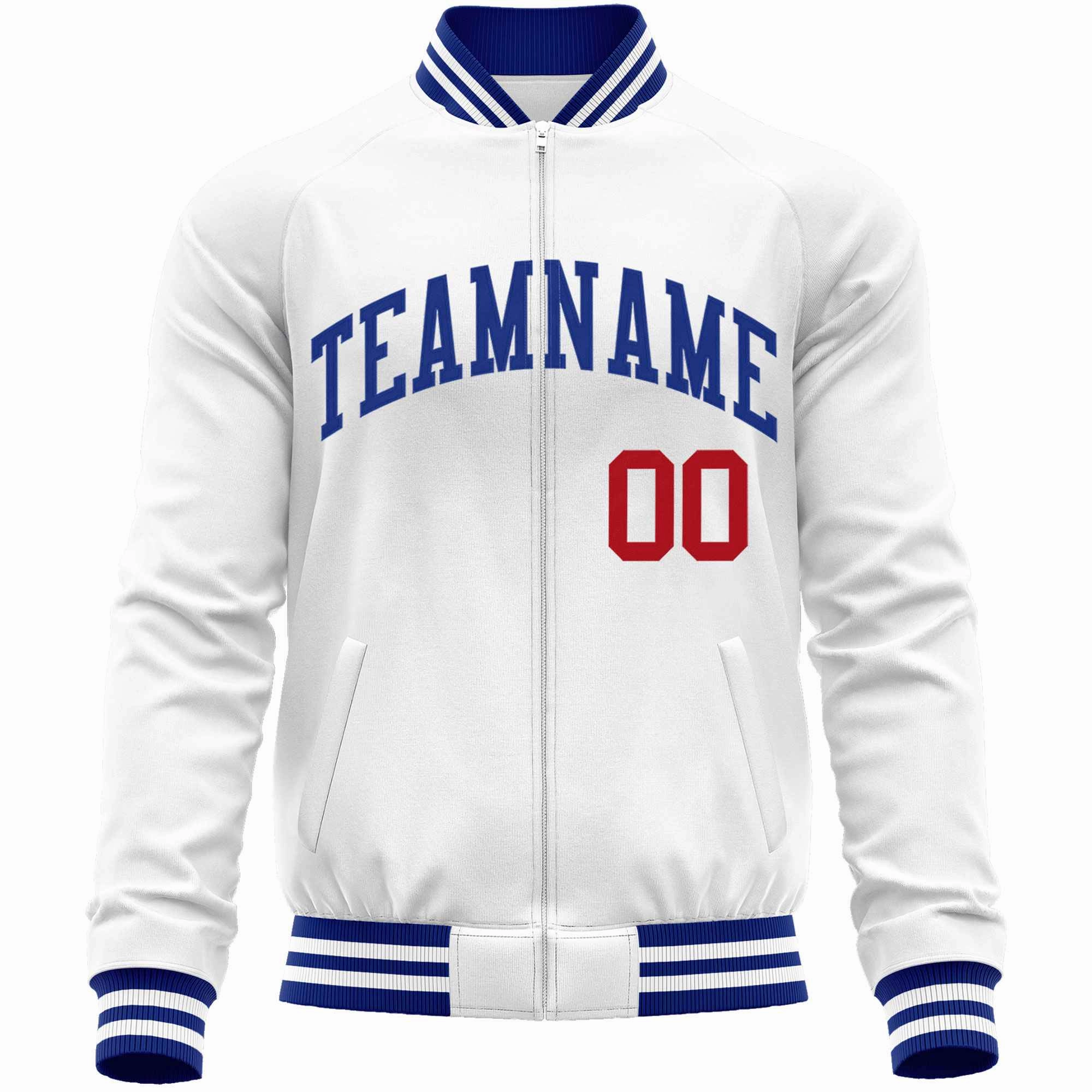 Custom Classic Style Letterman Jackets Personalized Stitched Letters & Number Full-Zip Baseball Jacket
