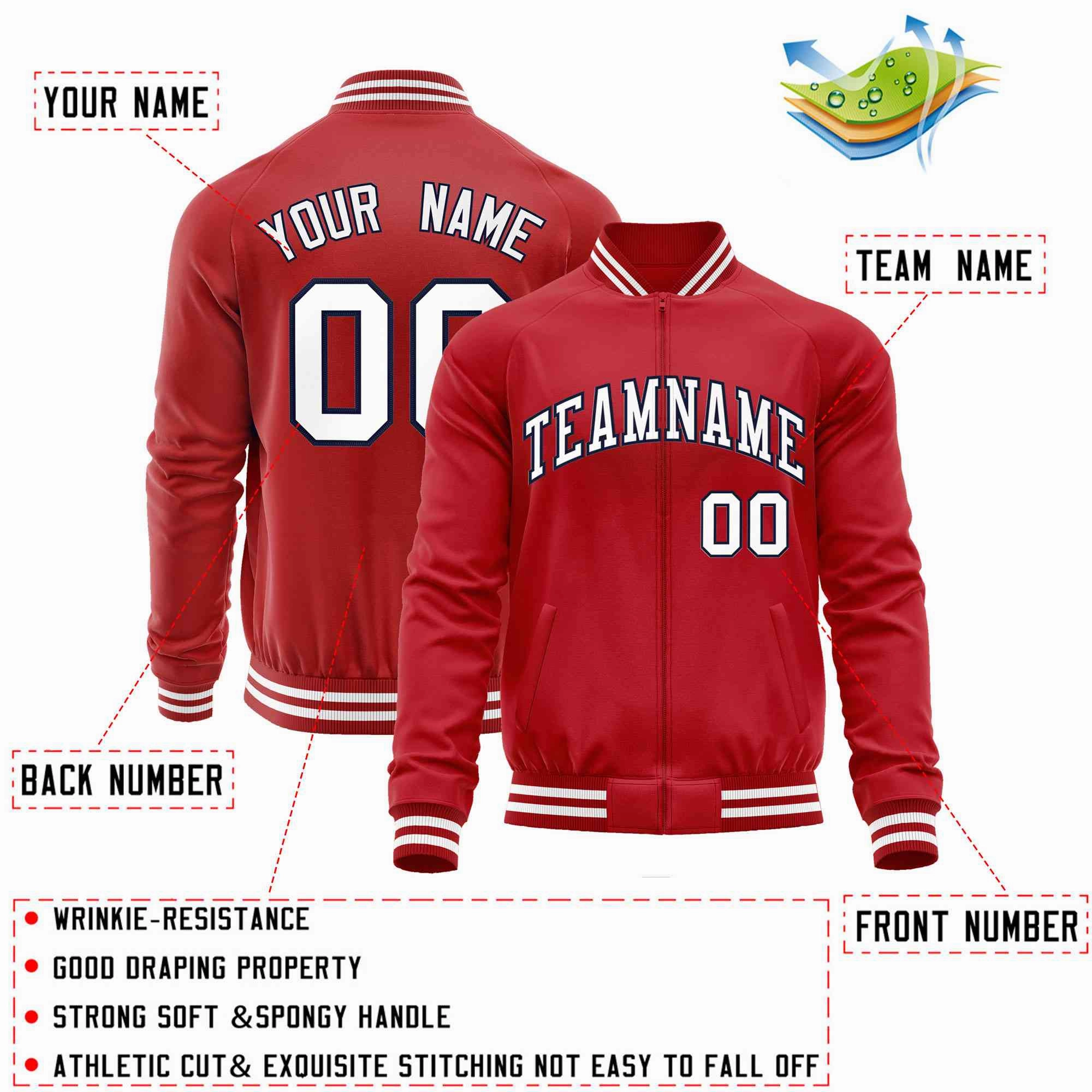 Custom Classic Style Letterman Jackets Personalized Stitched Letters & Number Full-Zip Baseball Jacket
