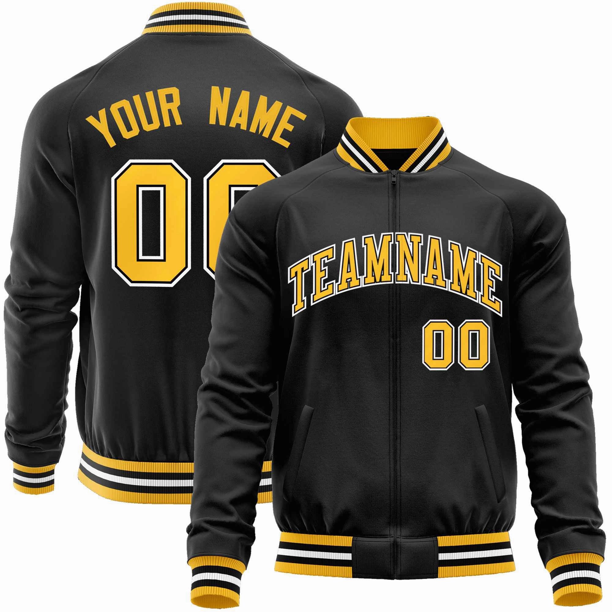 Custom Classic Style Letterman Jackets Personalized Stitched Letters & Number Full-Zip Baseball Jacket