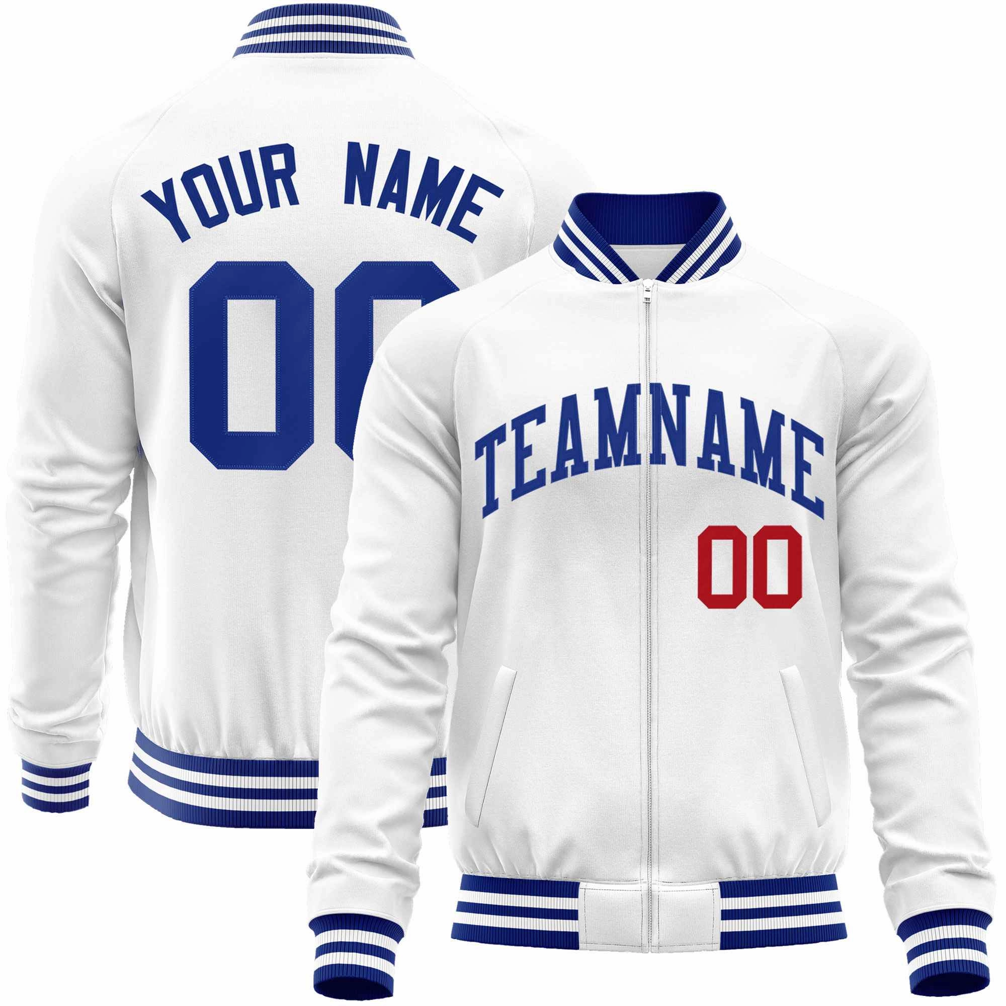 Custom Classic Style Letterman Jackets Personalized Stitched Letters & Number Full-Zip Baseball Jacket