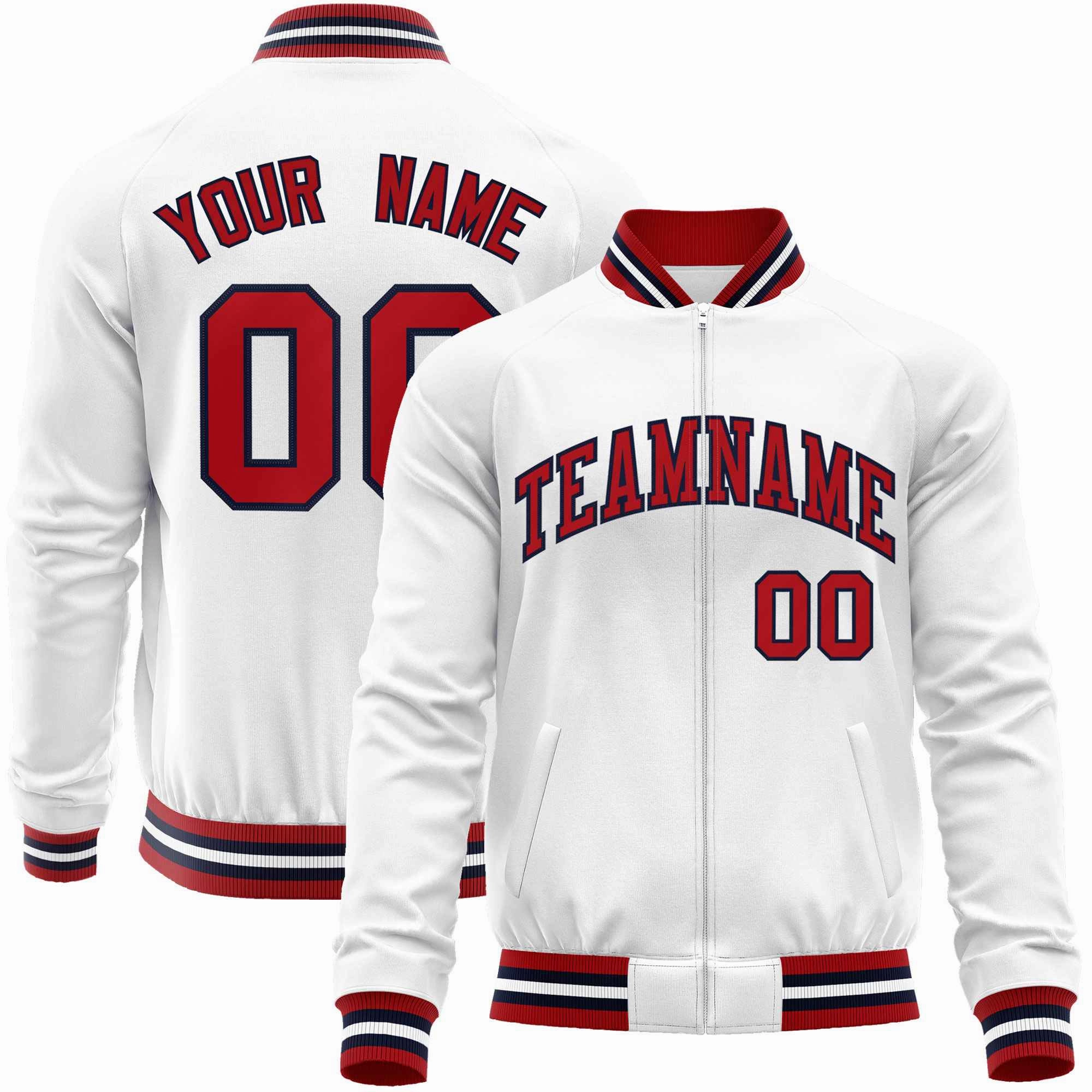 Custom Classic Style Letterman Jackets Personalized Stitched Letters & Number Full-Zip Baseball Jacket