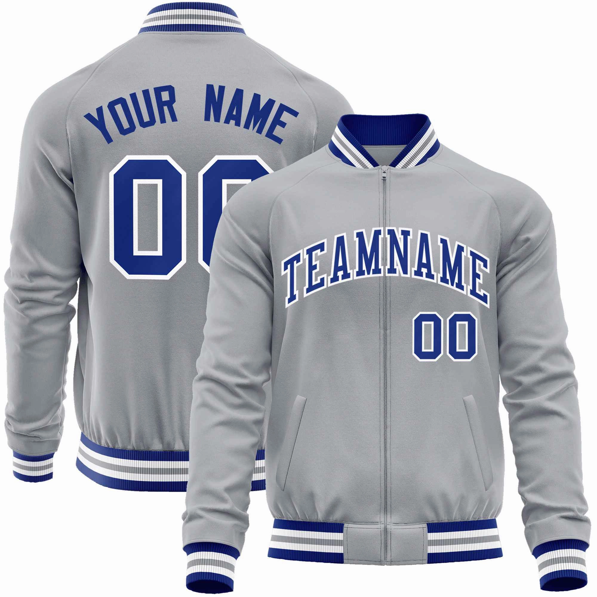 Custom Classic Style Letterman Jackets Personalized Stitched Letters & Number Full-Zip Baseball Jacket
