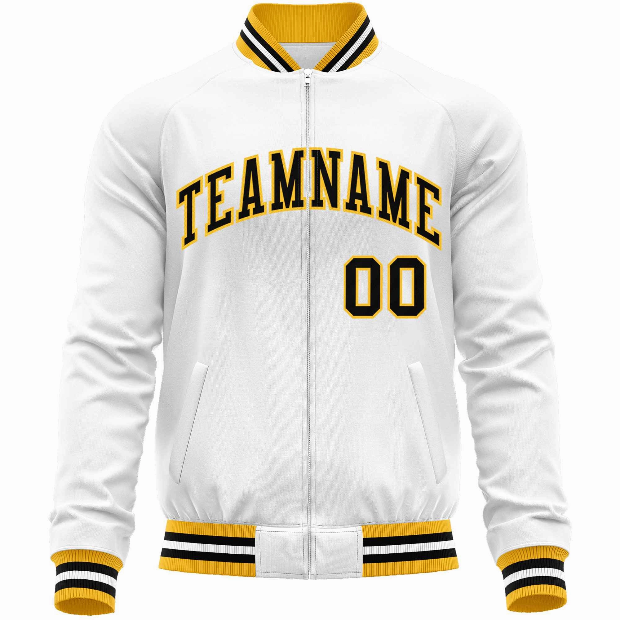 Custom Classic Style Letterman Jackets Personalized Stitched Letters & Number Full-Zip Baseball Jacket