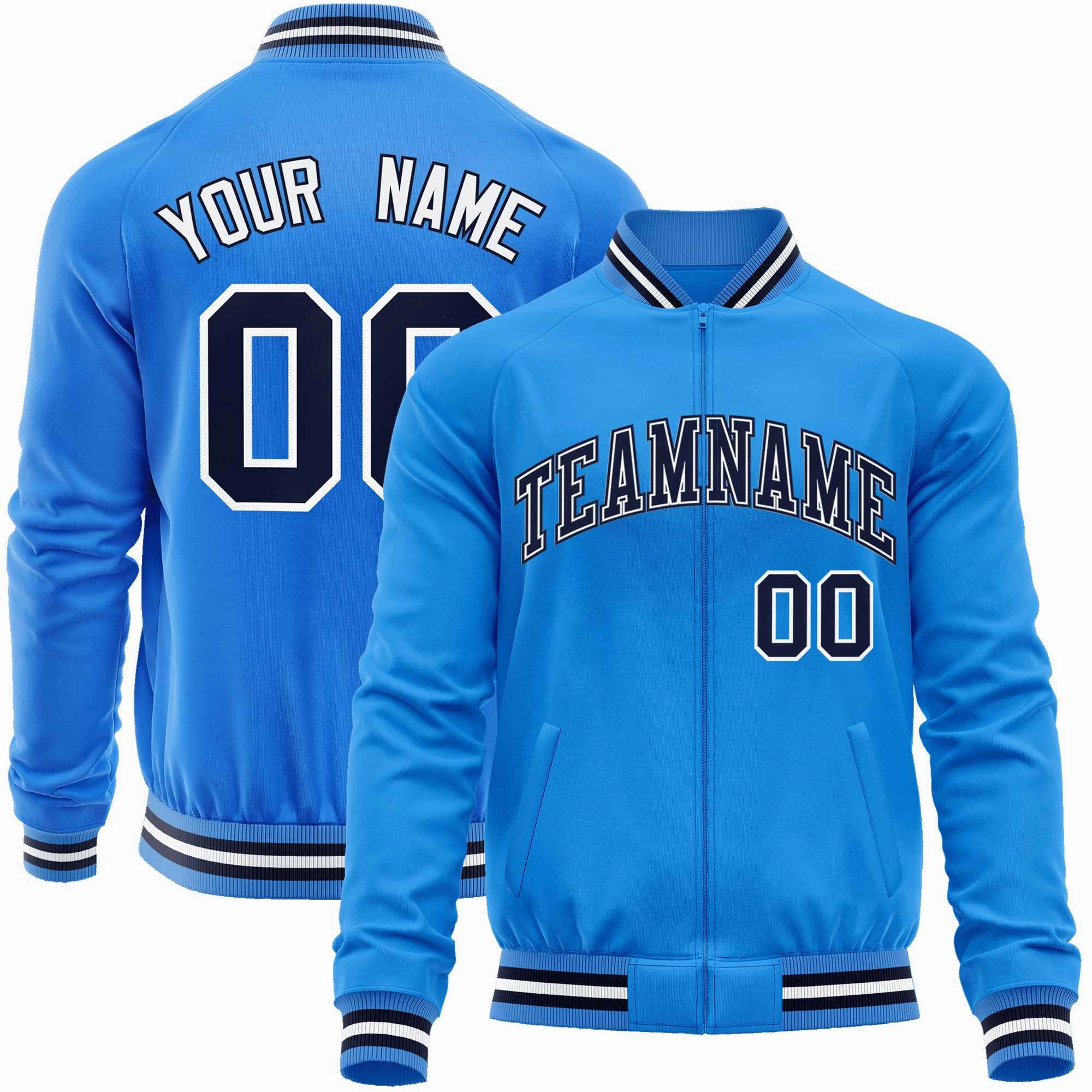 Custom Classic Style Letterman Jackets Personalized Stitched Letters & Number Full-Zip Baseball Jacket