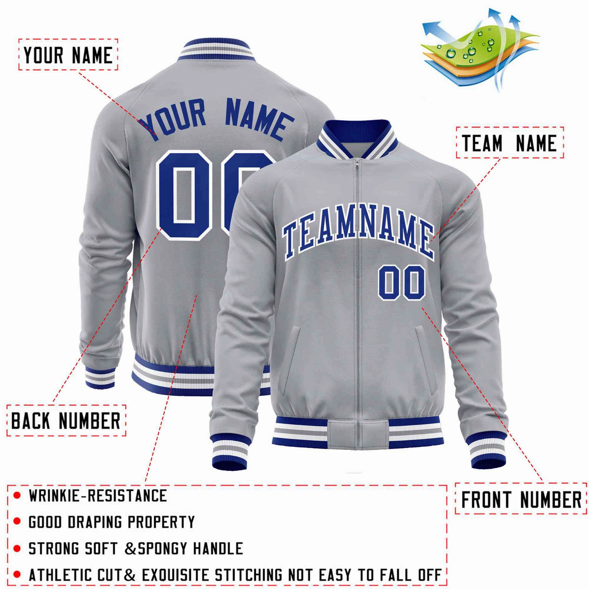 Custom Classic Style Letterman Jackets Personalized Stitched Letters & Number Full-Zip Baseball Jacket