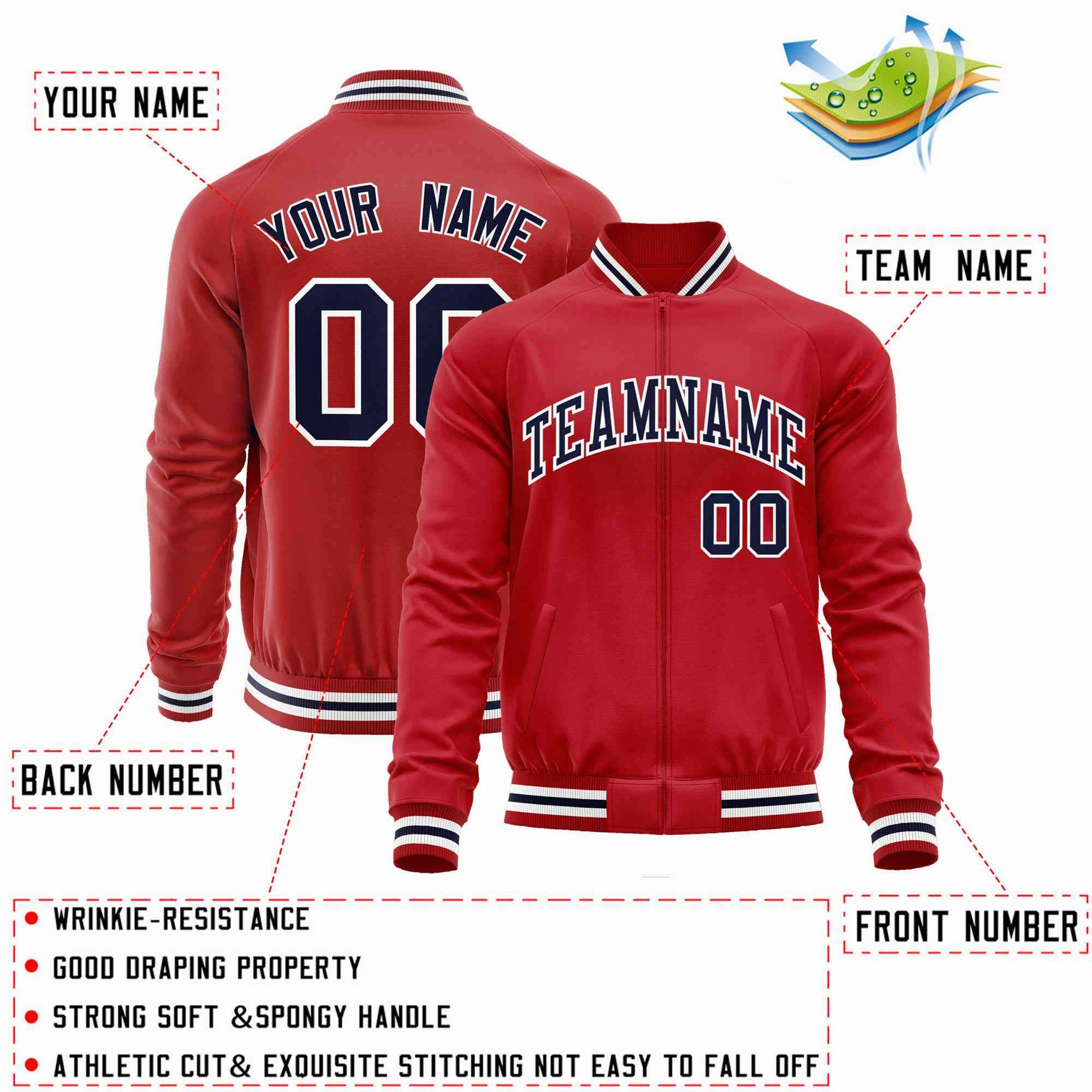Custom Classic Style Letterman Jackets Personalized Stitched Letters & Number Full-Zip Baseball Jacket