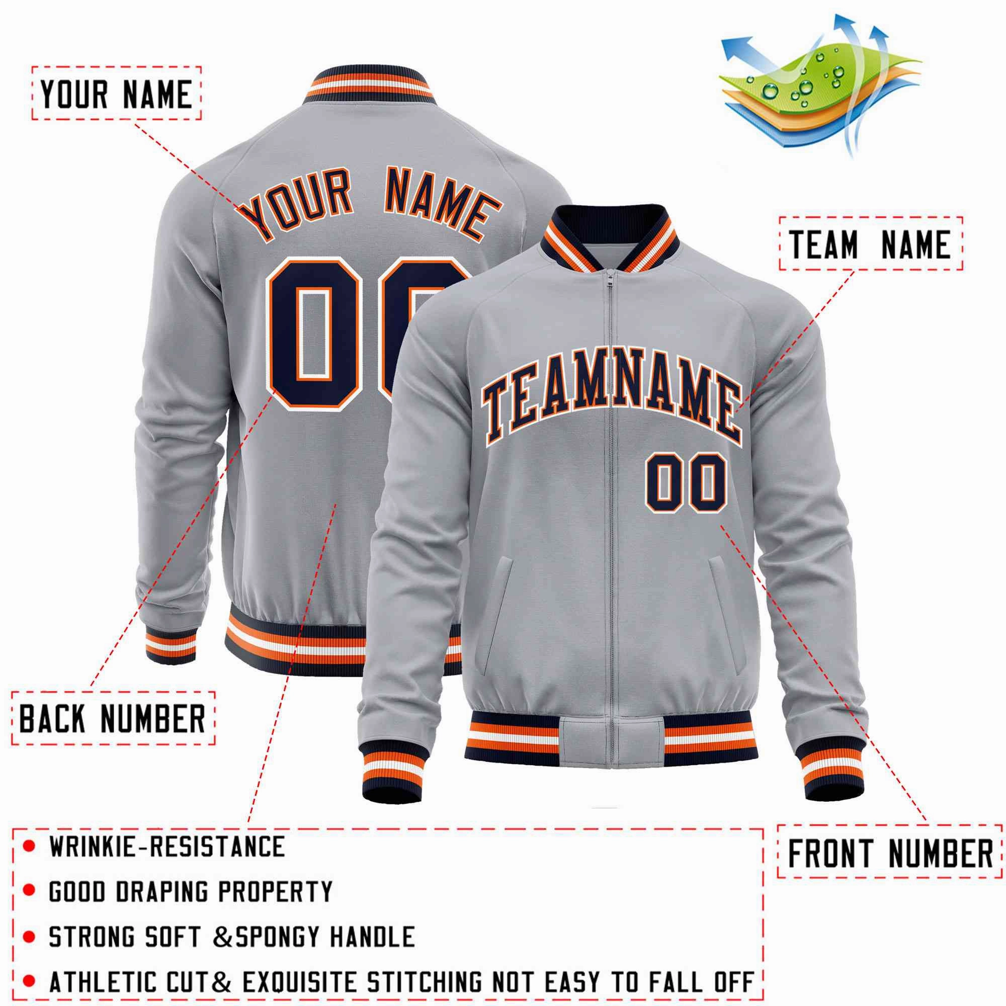 Custom Classic Style Letterman Jackets Personalized Stitched Letters & Number Full-Zip Baseball Jacket