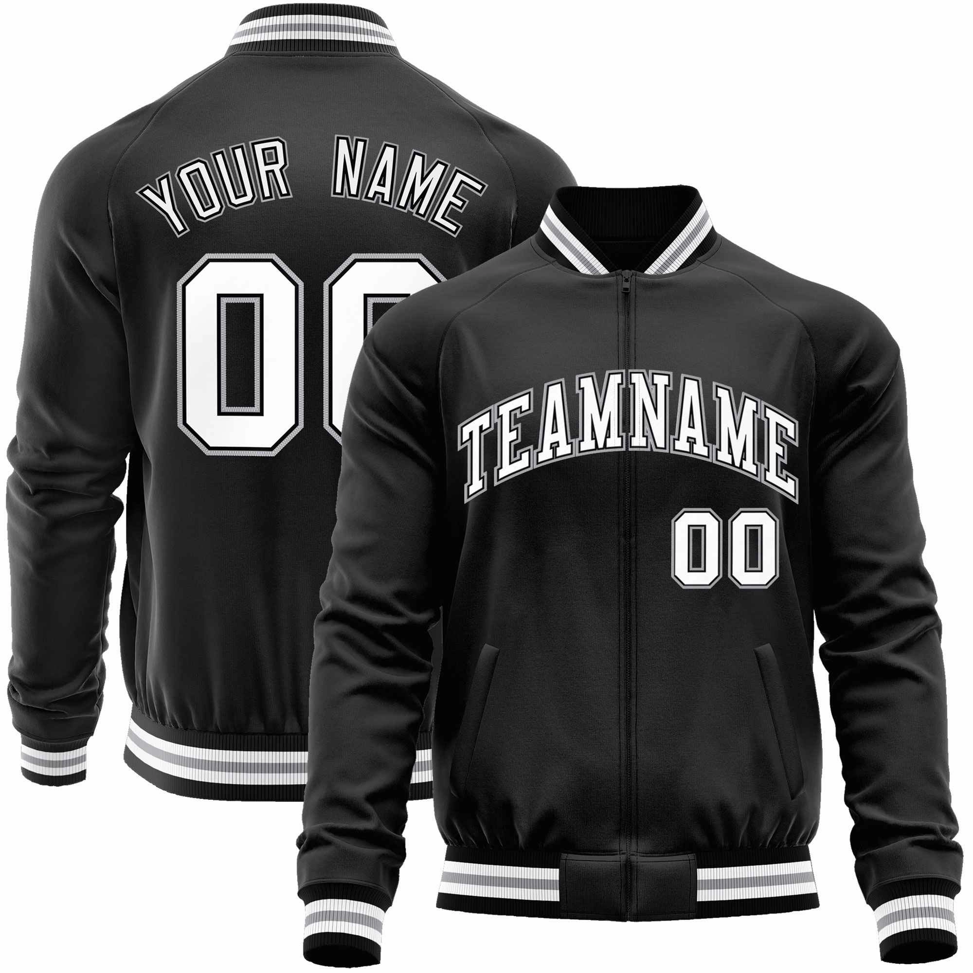 Custom Classic Style Letterman Jackets Personalized Stitched Letters & Number Full-Zip Baseball Jacket