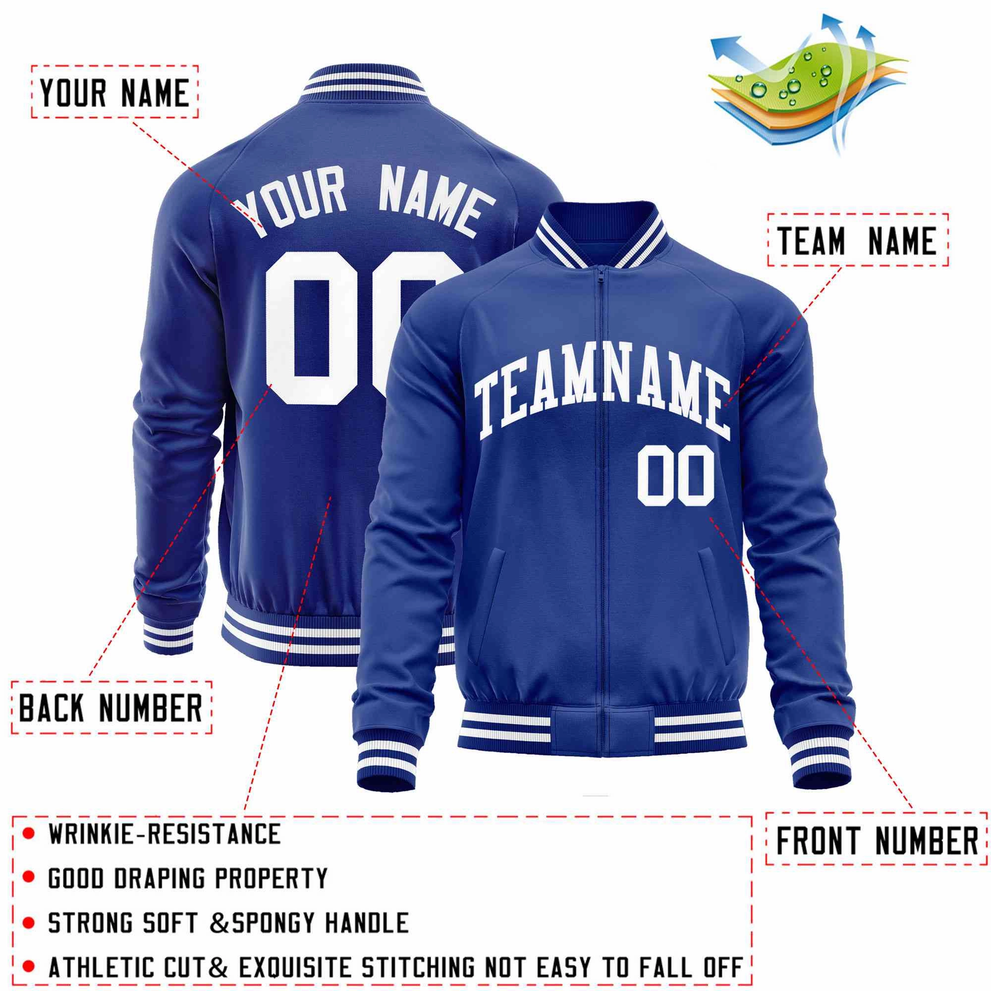 Custom Classic Style Letterman Jackets Personalized Stitched Letters & Number Full-Zip Baseball Jacket