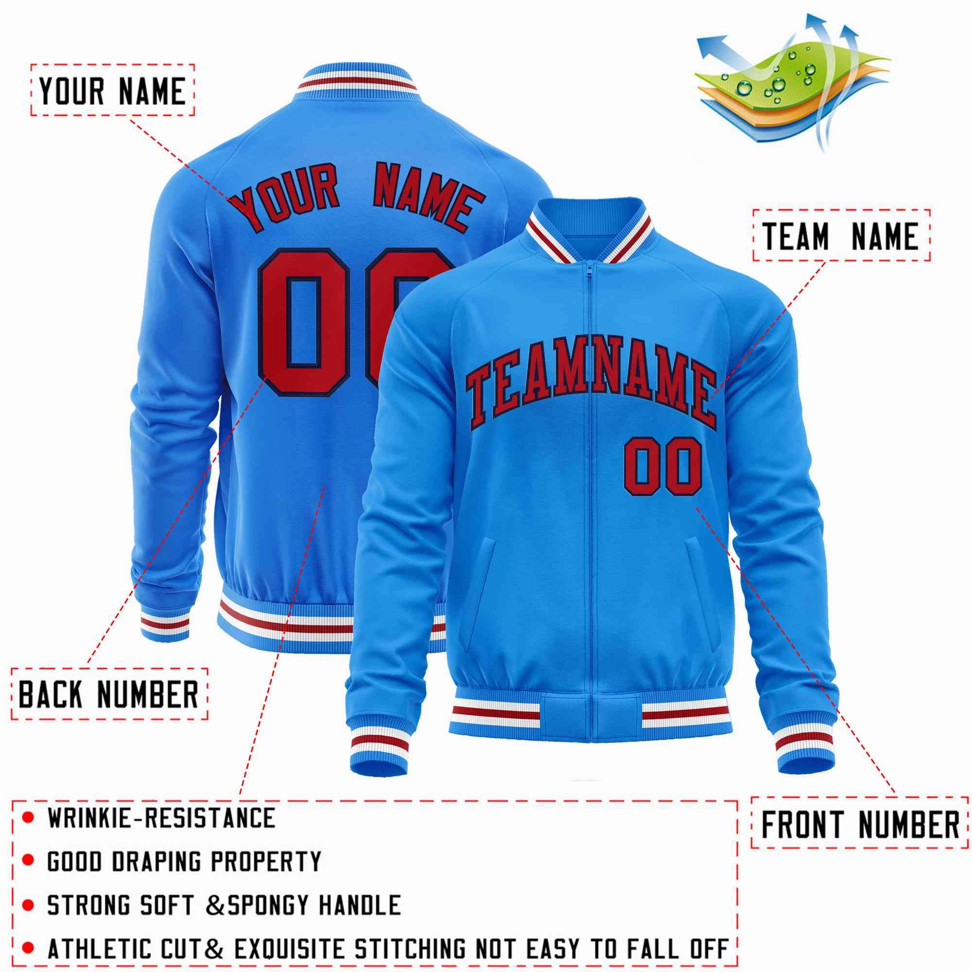 Custom Classic Style Letterman Jackets Personalized Stitched Letters & Number Full-Zip Baseball Jacket