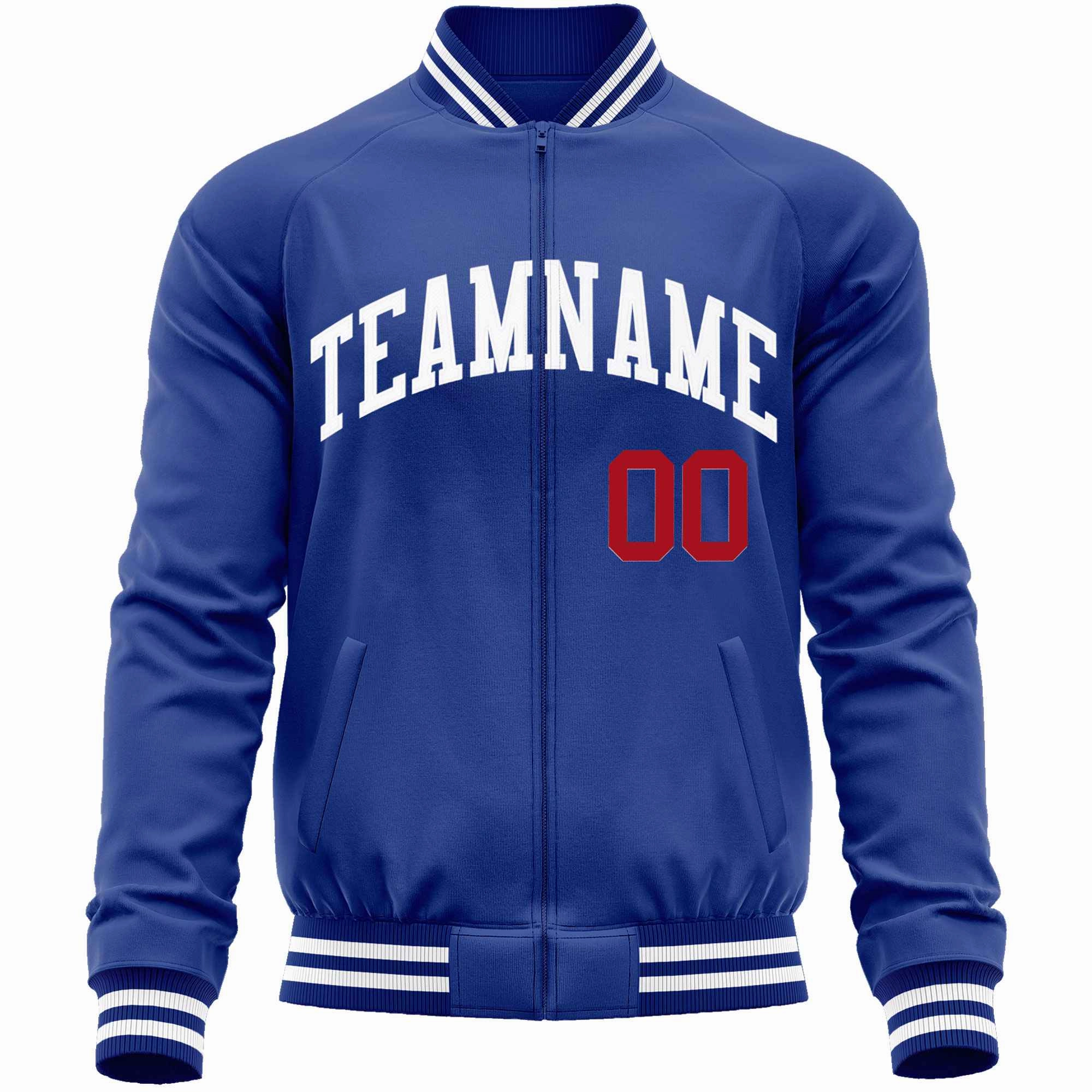 Custom Classic Style Letterman Jackets Personalized Stitched Letters & Number Full-Zip Baseball Jacket