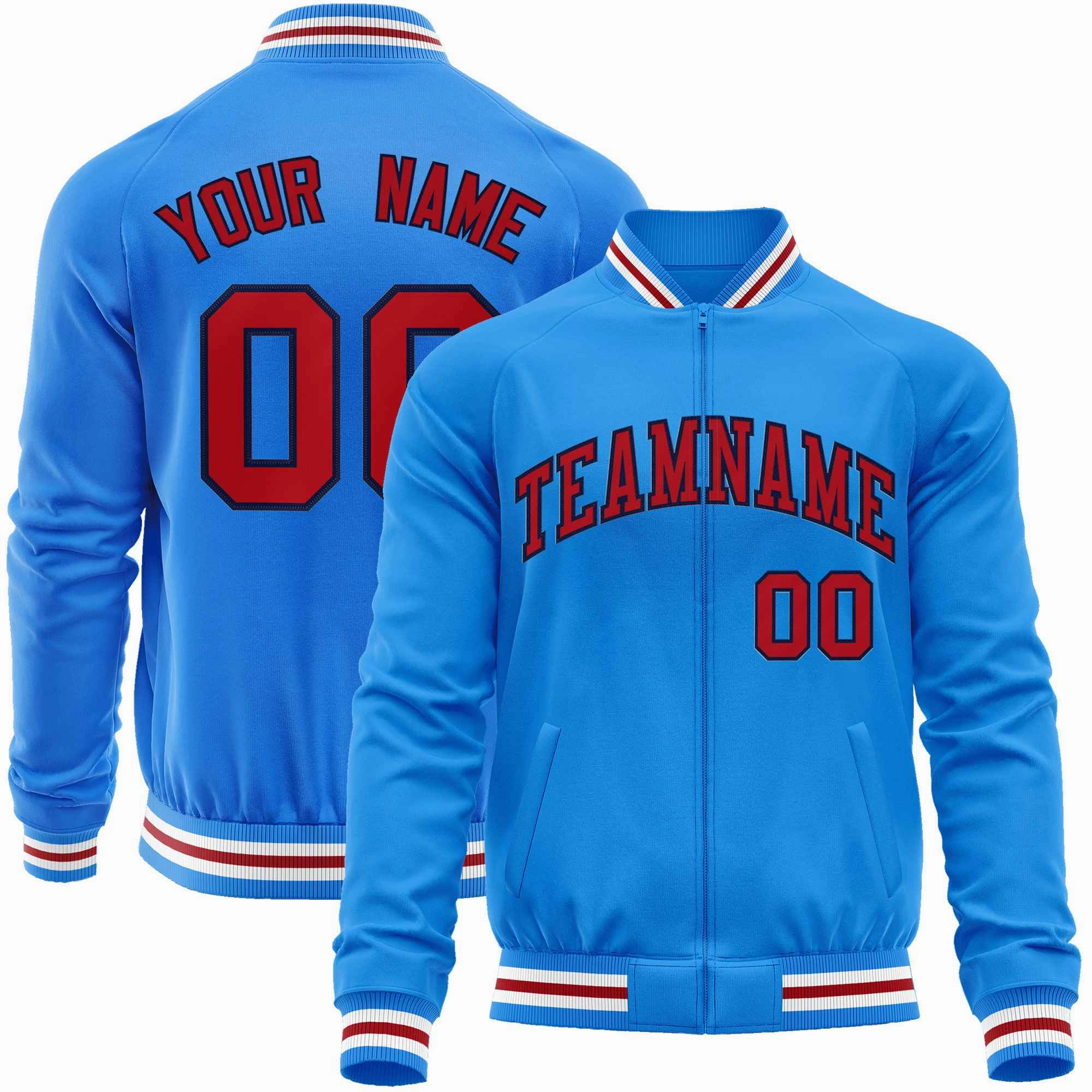 Custom Classic Style Letterman Jackets Personalized Stitched Letters & Number Full-Zip Baseball Jacket
