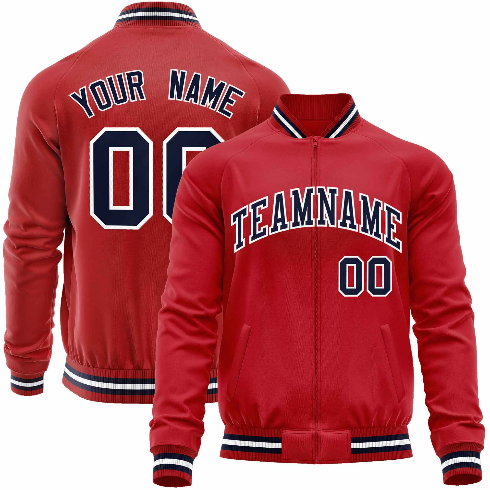 Custom Classic Style Letterman Jackets Personalized Stitched Letters & Number Full-Zip Baseball Jacket
