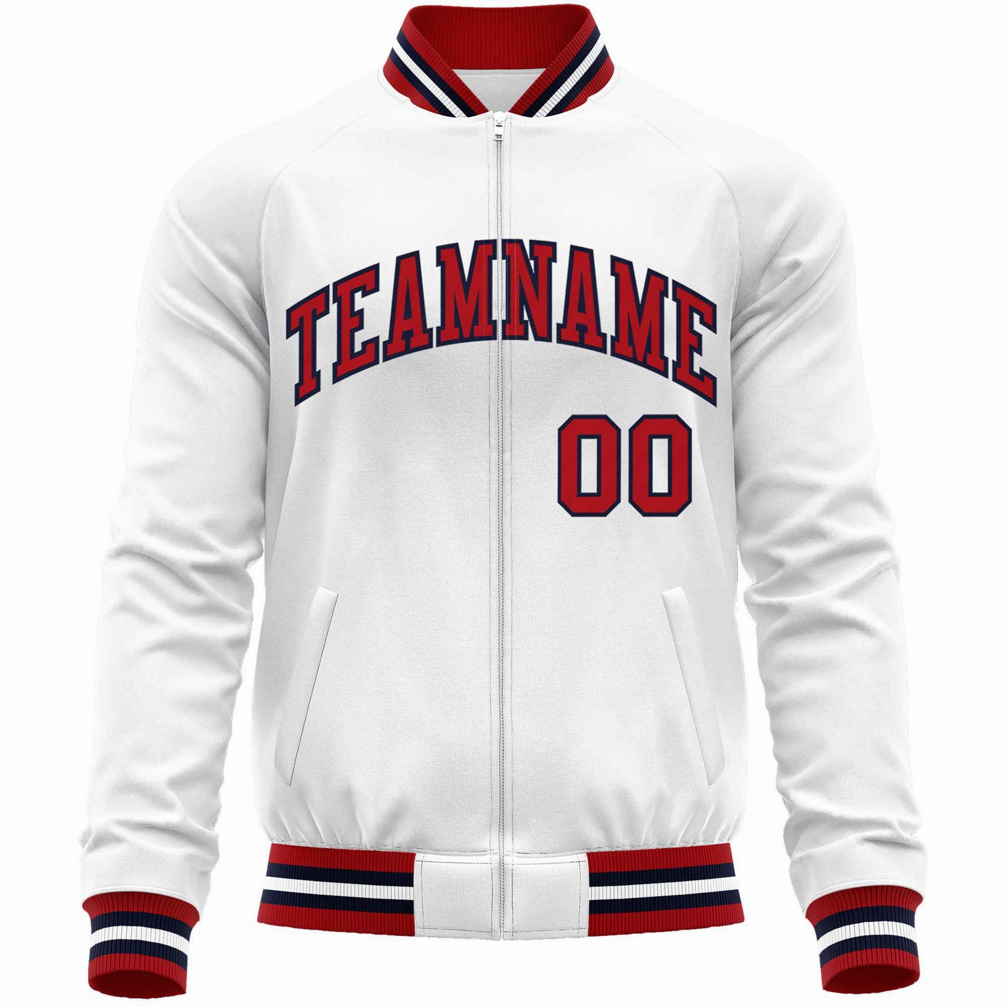Custom Classic Style Letterman Jackets Personalized Stitched Letters & Number Full-Zip Baseball Jacket
