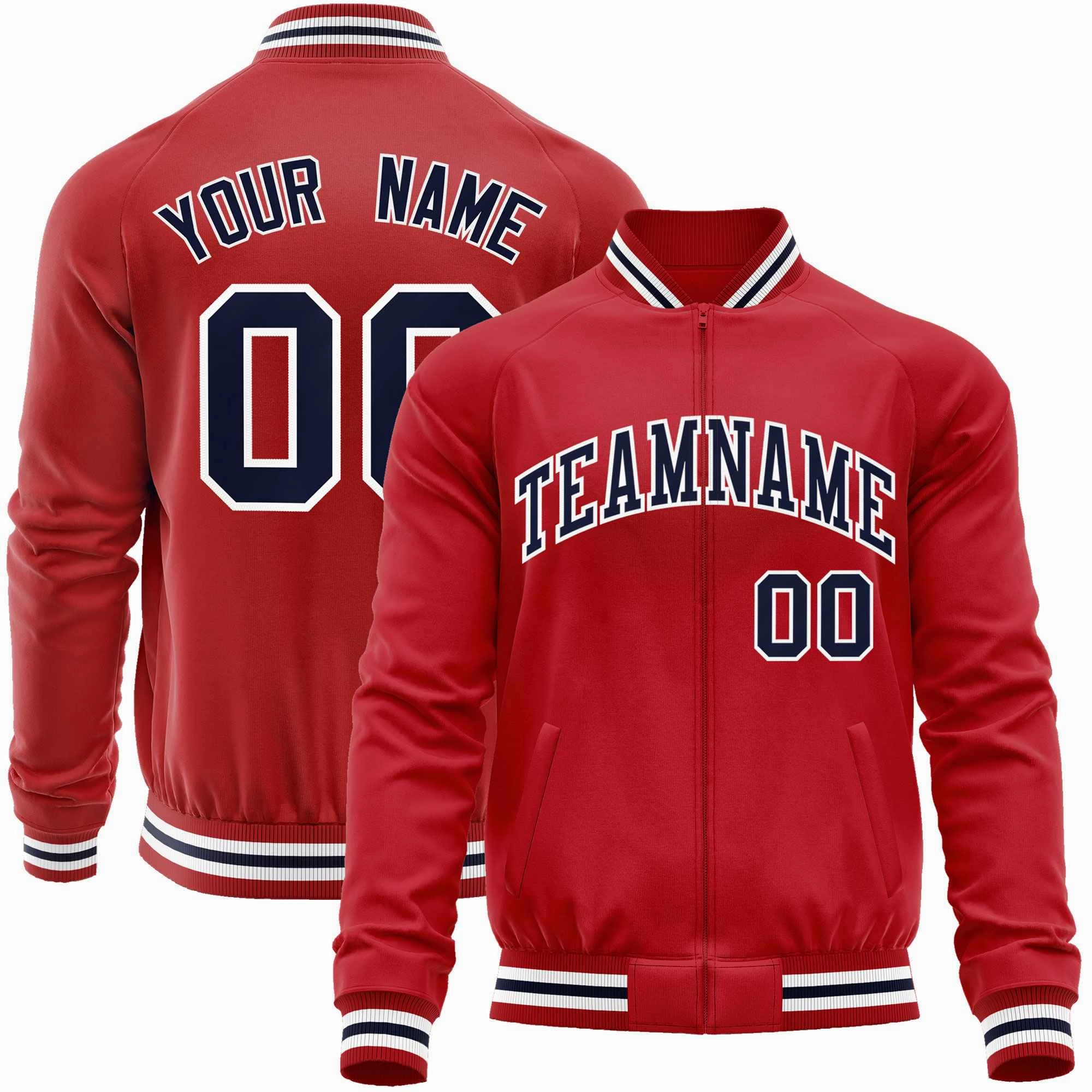 Custom Classic Style Letterman Jackets Personalized Stitched Letters & Number Full-Zip Baseball Jacket
