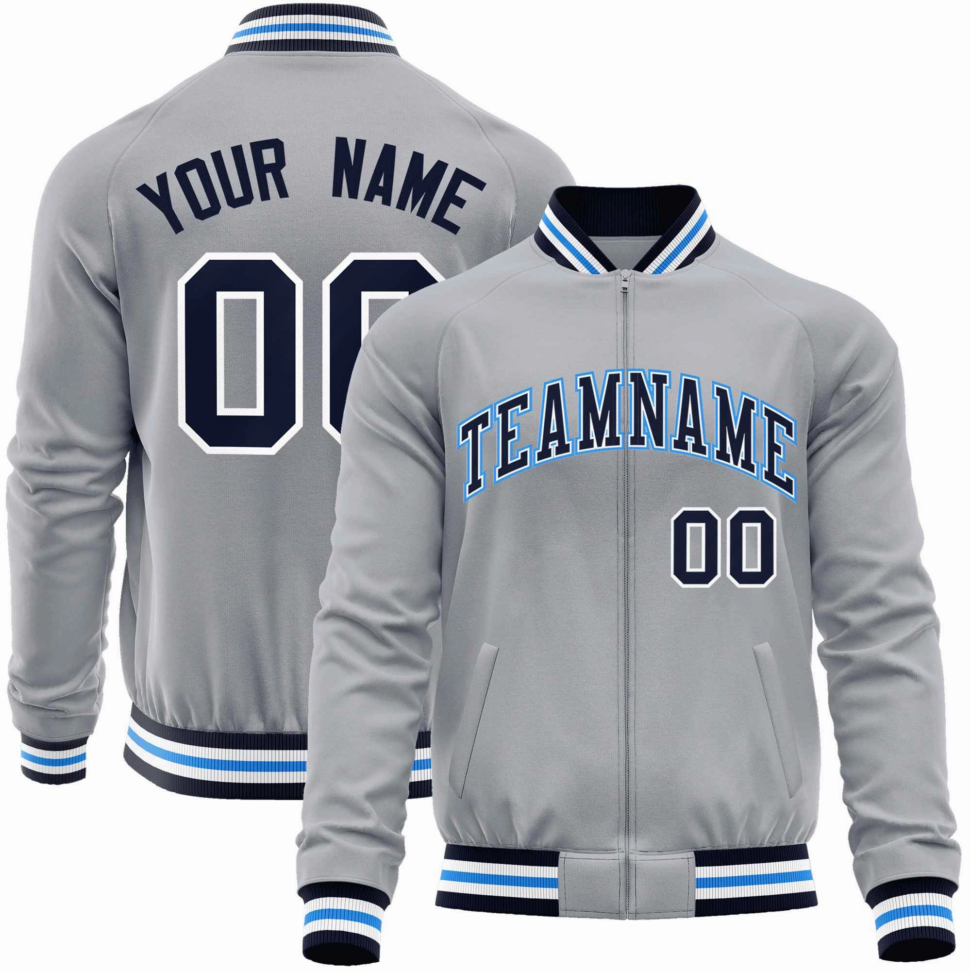 Custom Classic Style Letterman Jackets Personalized Stitched Letters & Number Full-Zip Baseball Jacket