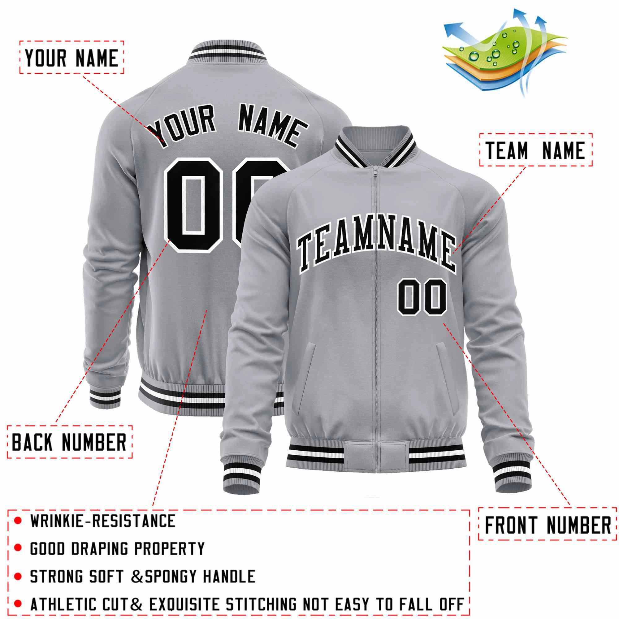 Custom Classic Style Letterman Jackets Personalized Stitched Letters & Number Full-Zip Baseball Jacket