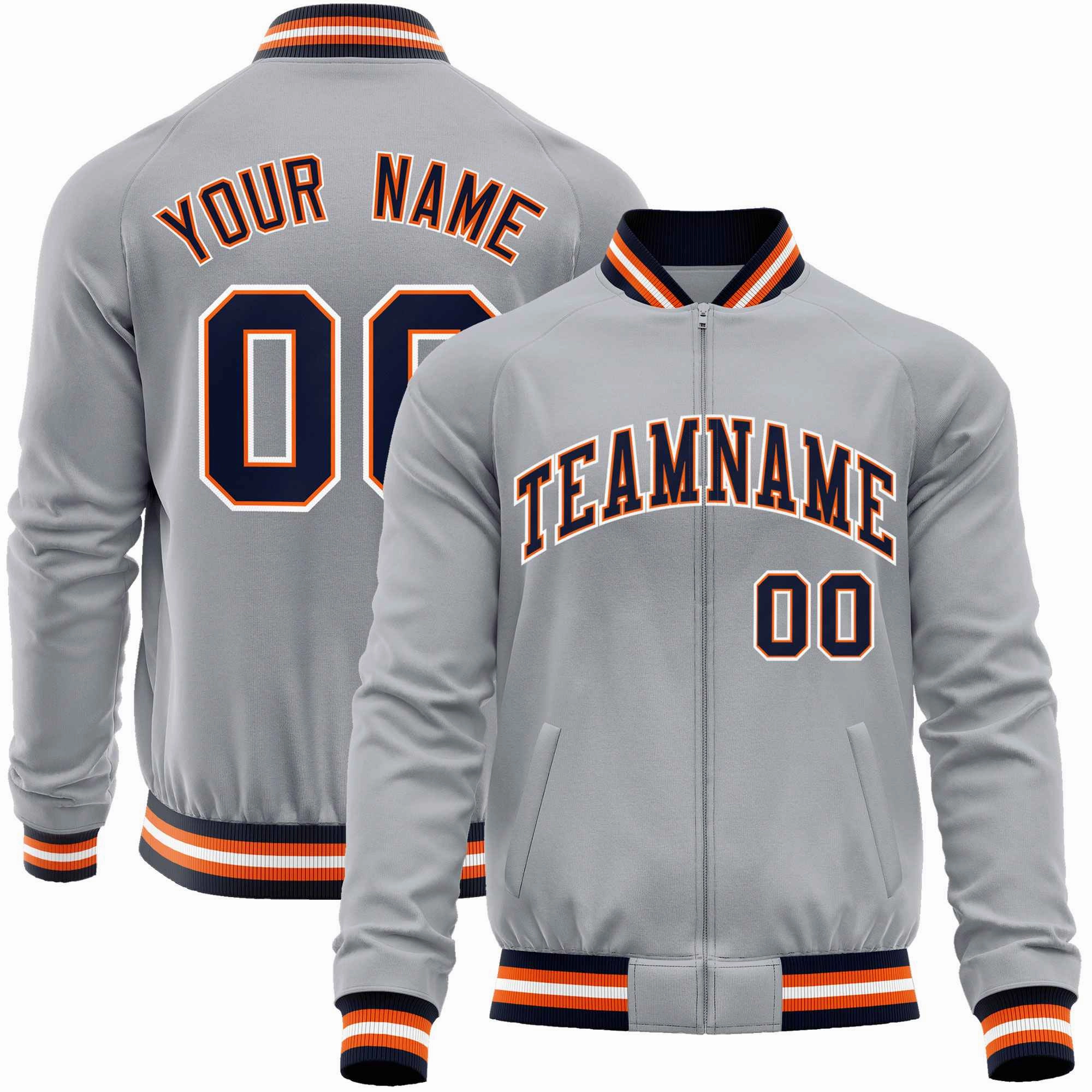 Custom Classic Style Letterman Jackets Personalized Stitched Letters & Number Full-Zip Baseball Jacket